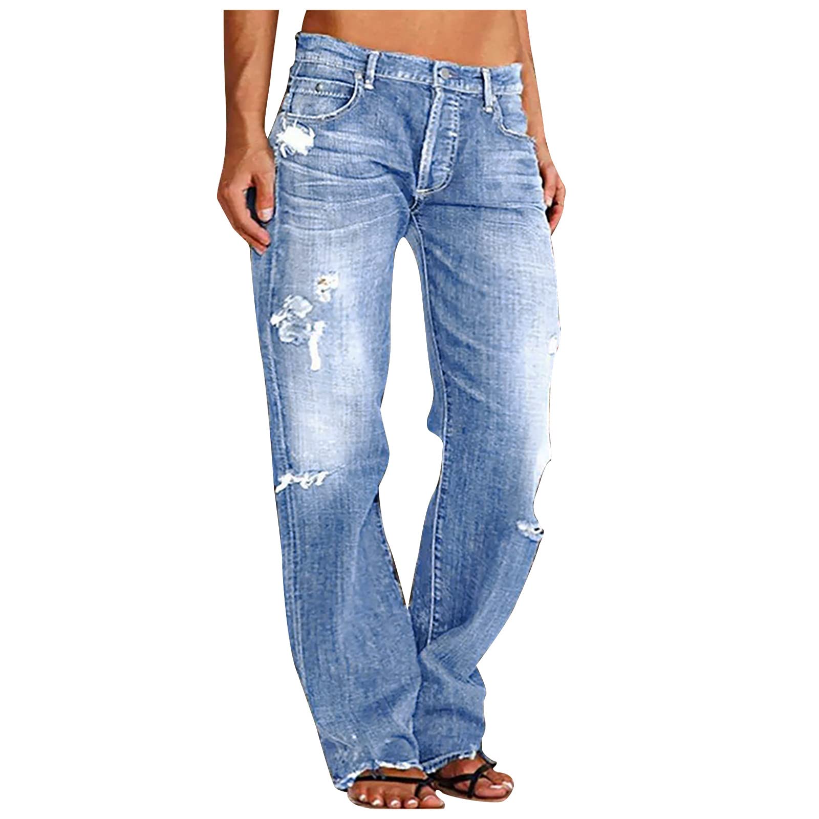 SMIDOW Women's Ripped Boyfriend Jeans - Distressed Baggy Cargo Pants with Straight Leg Fit | Casual Streetwear, Weekend Outfits & Layered Fall Fashion