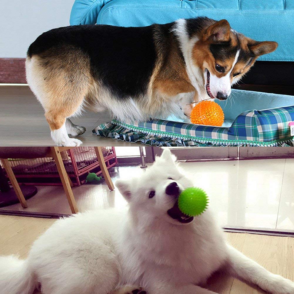 3 Pack Squeaky Chew Balls for Dogs & Cats - Soft, Bouncy Pet Chewing Toys for Puppies & Adult Pets - Helps Clean Teeth & Relieve Anxiety - Great for Indoor & Outdoor Playtime