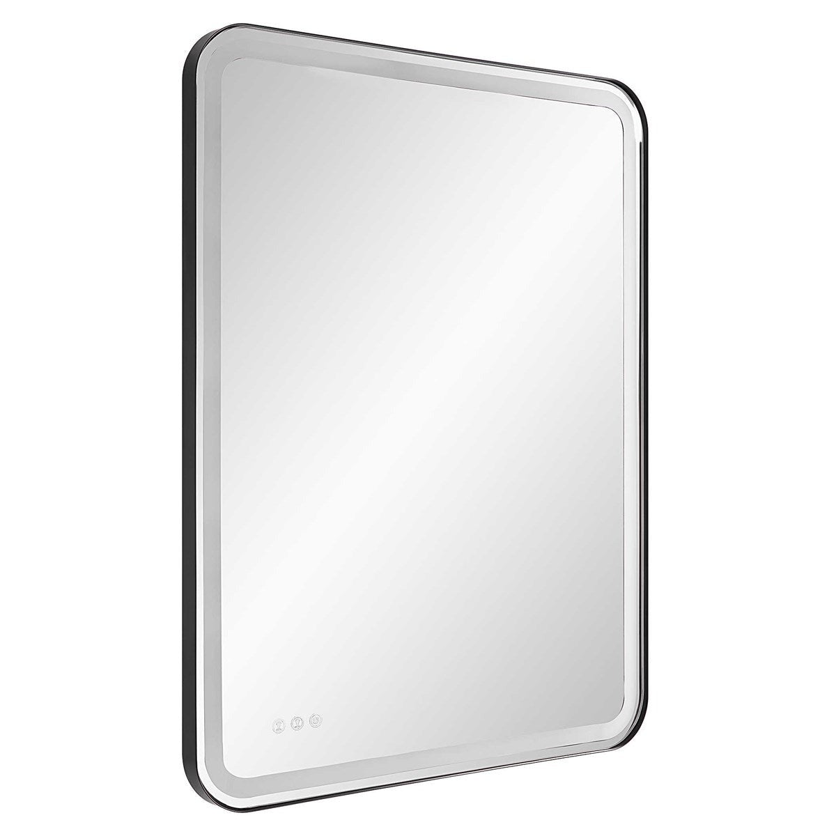Crofton Black Lighted Large Wall Mirror - Vanity Makeup Mirror with LED Lights for Bathroom, Bedroom, Dressing Room