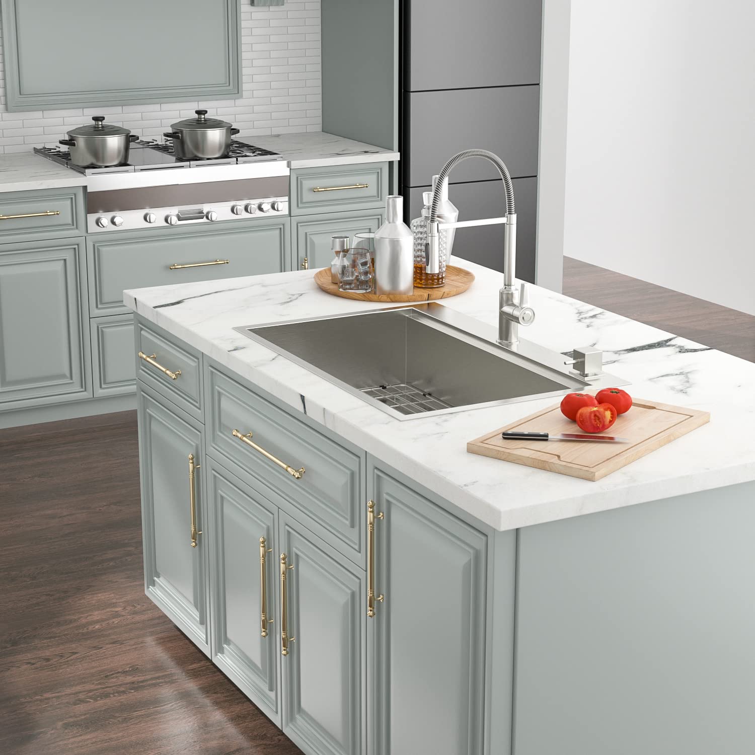 33 Inch Drop-In Stainless Steel Kitchen Sink - 16 Gauge Single Bowl Topmount Sink with Ledge Workstation & Accessories | Perfect for Food Prep, Dishwashing & Modern Kitchen Renovations