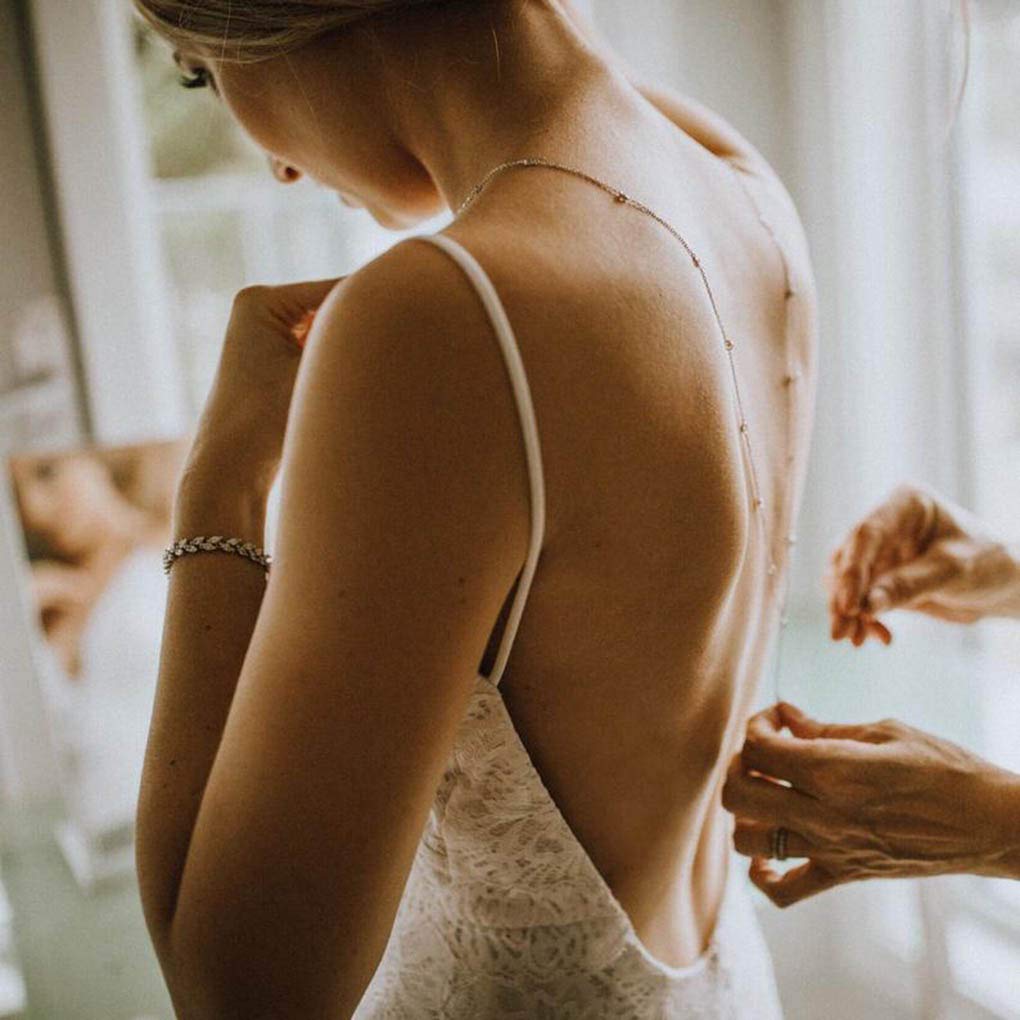 Tgirls Dainty Crystal Body Chain - Silver Rhinestone Back Necklace for Women | Elegant Wedding Jewelry & Sexy Party Accessory - Perfect for Bridal Showers, Bachelorette Parties and Date Nights
