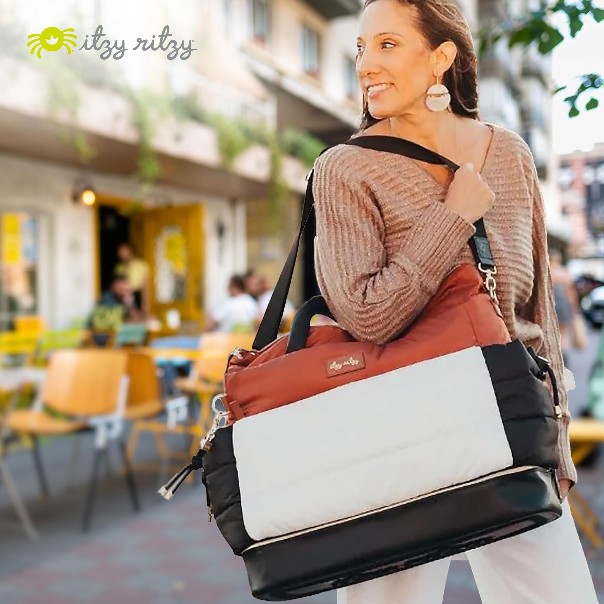 Itzy Ritzy Dream Convertible Diaper Bag - Baby Tote Backpack with 14 Pockets & Changing Pad, Coffee & Cream | Perfect for Moms, Travel & On-the-Go Parenting Essentials