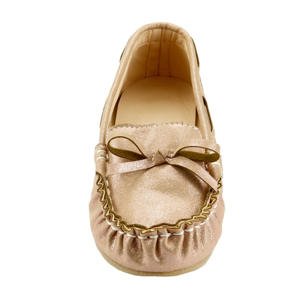**The Doll Maker Girls' Glitter Moccasins – Toddler & Little Kid Soft Sole Shoes for Playtime & Dress-Up**