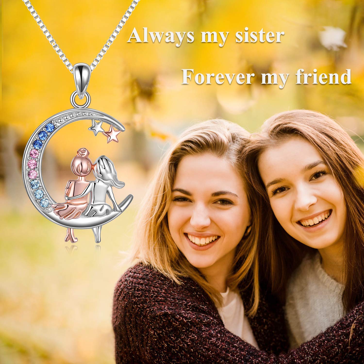 VONALA 3 Sisters Necklace - 925 Sterling Silver Friendship Jewelry for Women | Perfect Birthday Gift for Sisters, Best Friends & Loved Ones | Ideal for Anniversaries, Graduations & Special Occasions