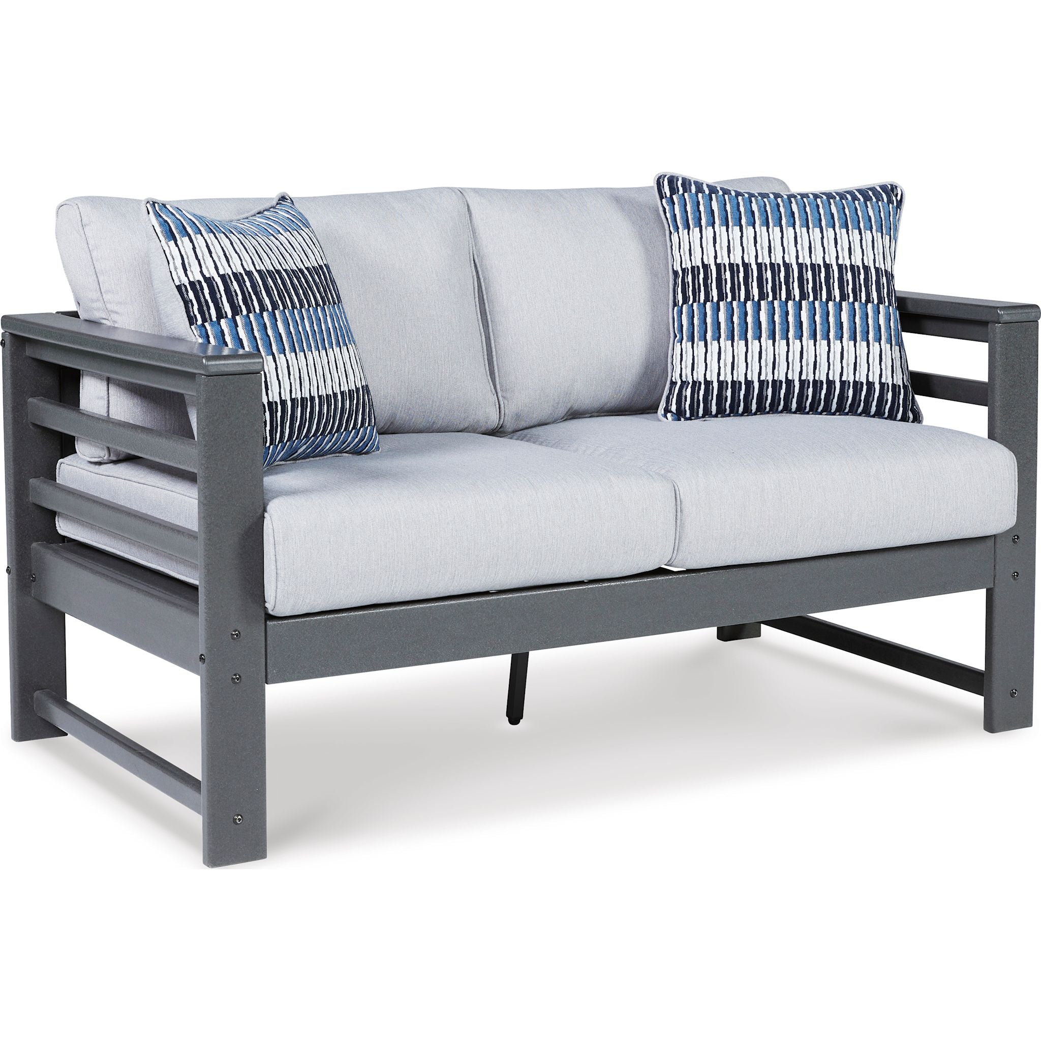 Amora Outdoor Loveseat with Cushion - Waterproof Patio Furniture Set, Charcoal Gray - Perfect for Garden, Backyard, Poolside & Balcony Relaxation