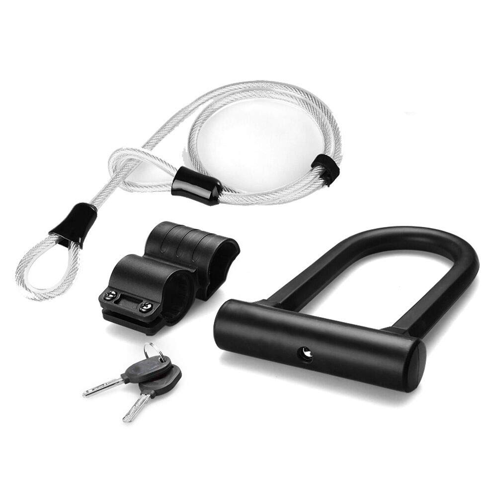 Heavy Duty Bike U Lock with 120mm Steel Cable - 10mm x1.2m Anti-Theft Bicycle Lock with Mounting Bracket for Road Bike, Mountain Bike, Electric Bike, Folding Bike & Scooter | Secure Parking, Commuting & Outdoor Adventures