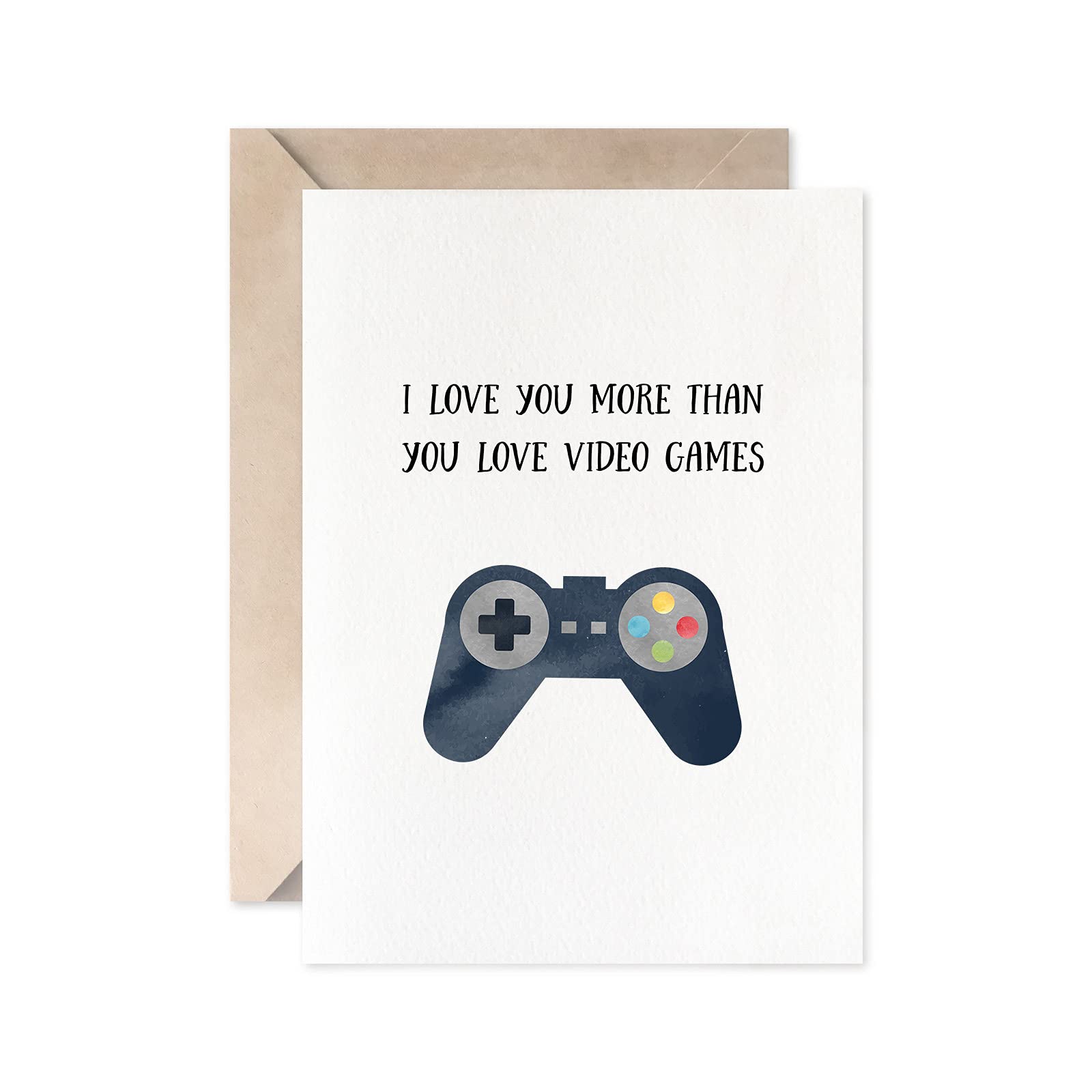 Funny I Love You More Than Video Games Card - Perfect Gamer Anniversary & Valentine's Day Gift for Boyfriend, Girlfriend or Spouse - Great for Gamers Couples & Romantic Surprises