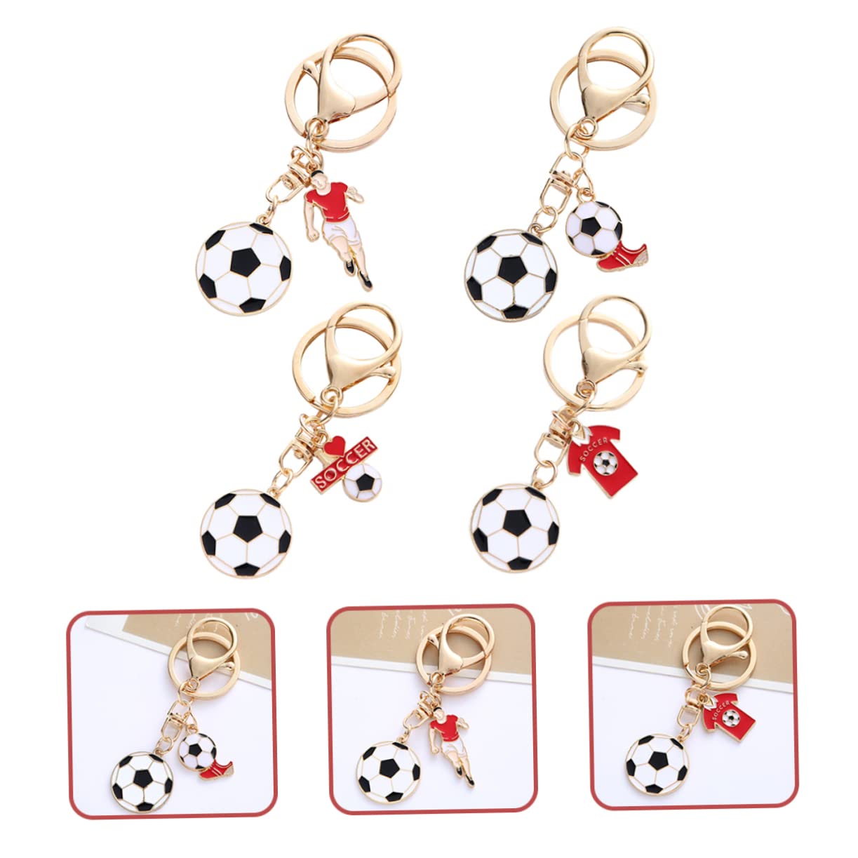 Kisangel 5-Pack Football Keychain Set - Zinc Alloy Sports Key Rings for Men & Women - Perfect for Fans, Gifts, and Key Organization (4pcs x 5 Sets)
