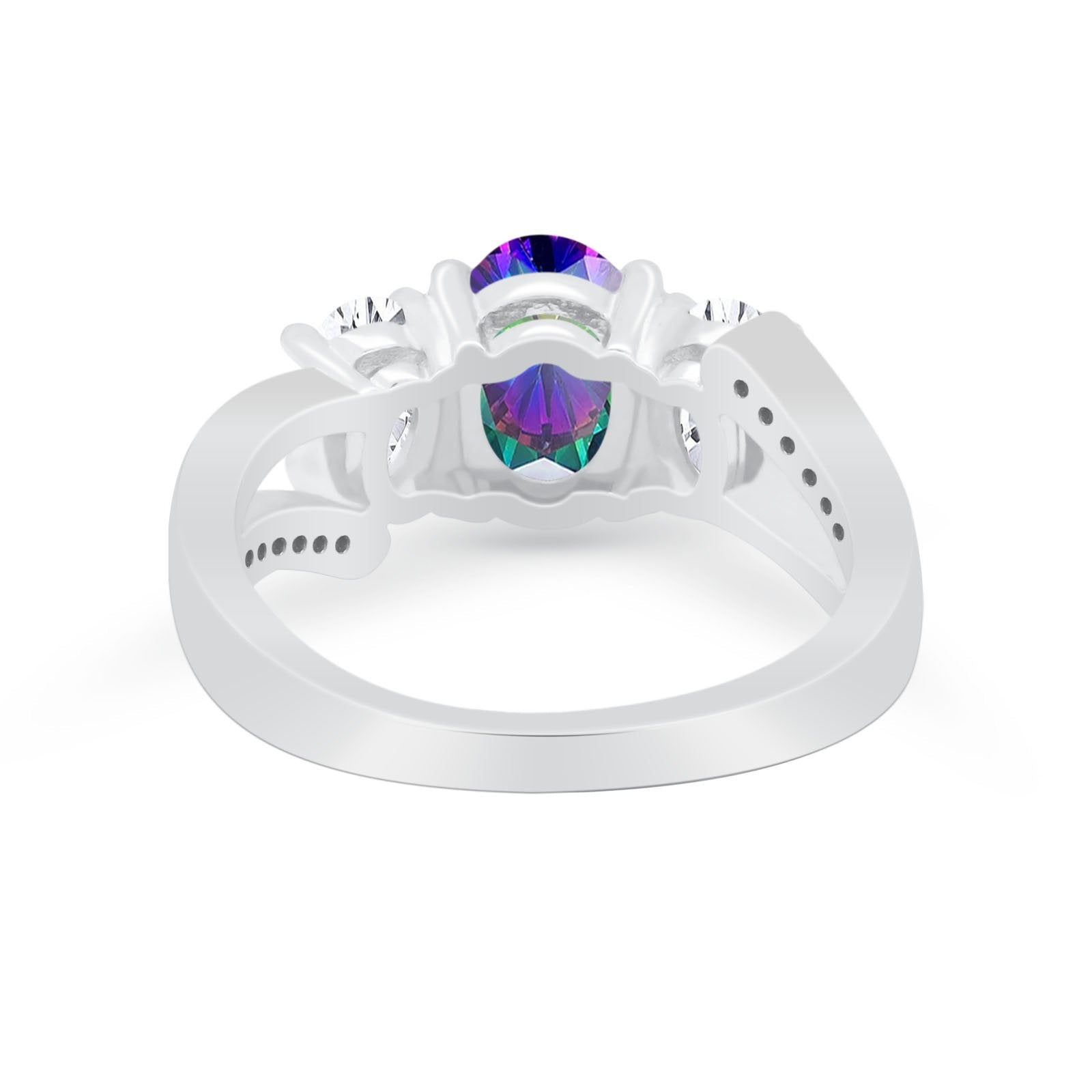 3 Stone Oval Wedding Ring - 925 Sterling Silver Simulated Cubic Zirconia Bridal Set for Engagement, Anniversary & Special Occasions