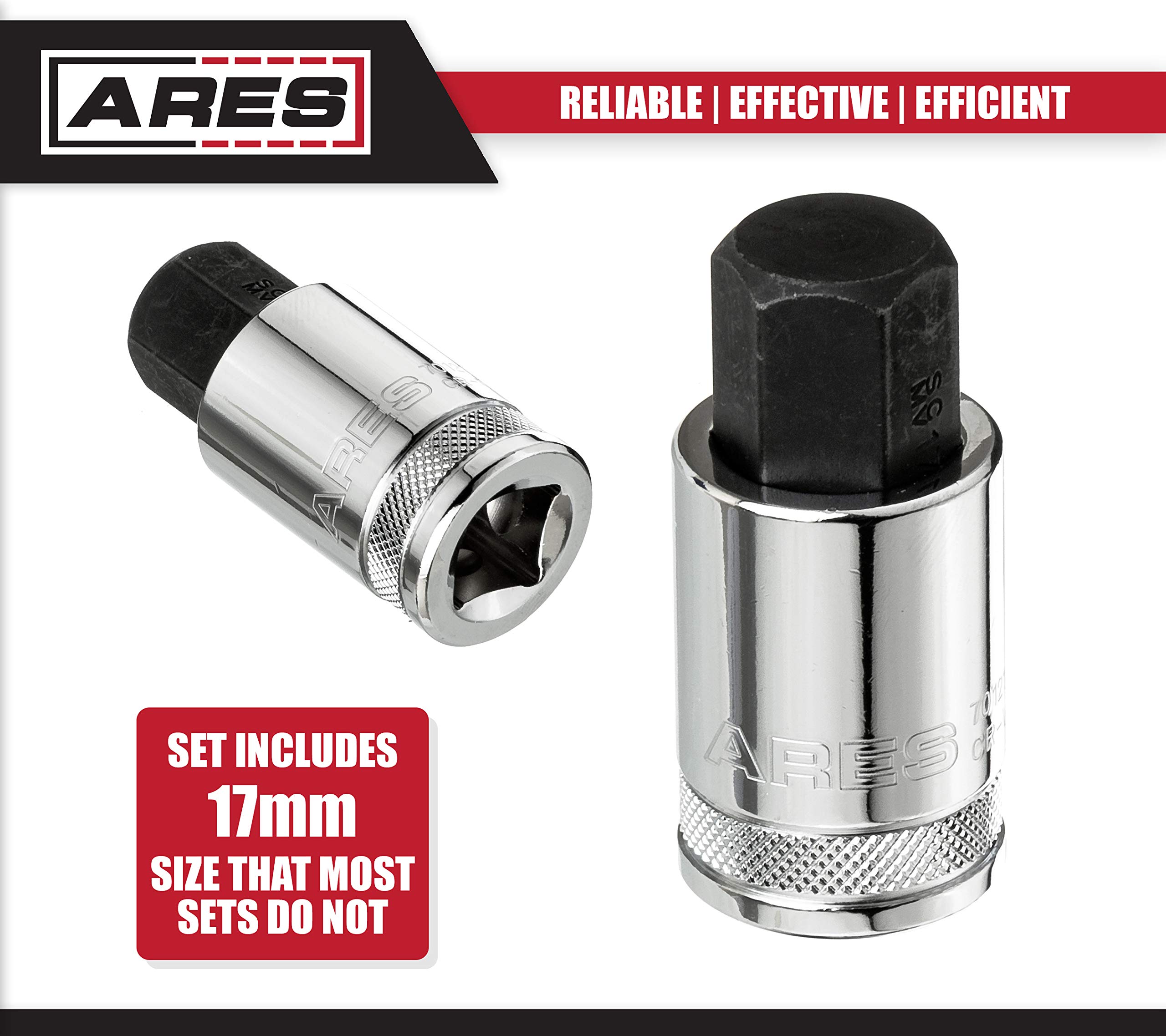 ARES 70108 12-Piece Metric Hex Bit Socket Set - Chrome Vanadium Steel Sockets with S2 Alloy Steel Bits - Includes Aluminum Storage Case - Perfect for Automotive Repair, Machinery Maintenance & DIY Projects