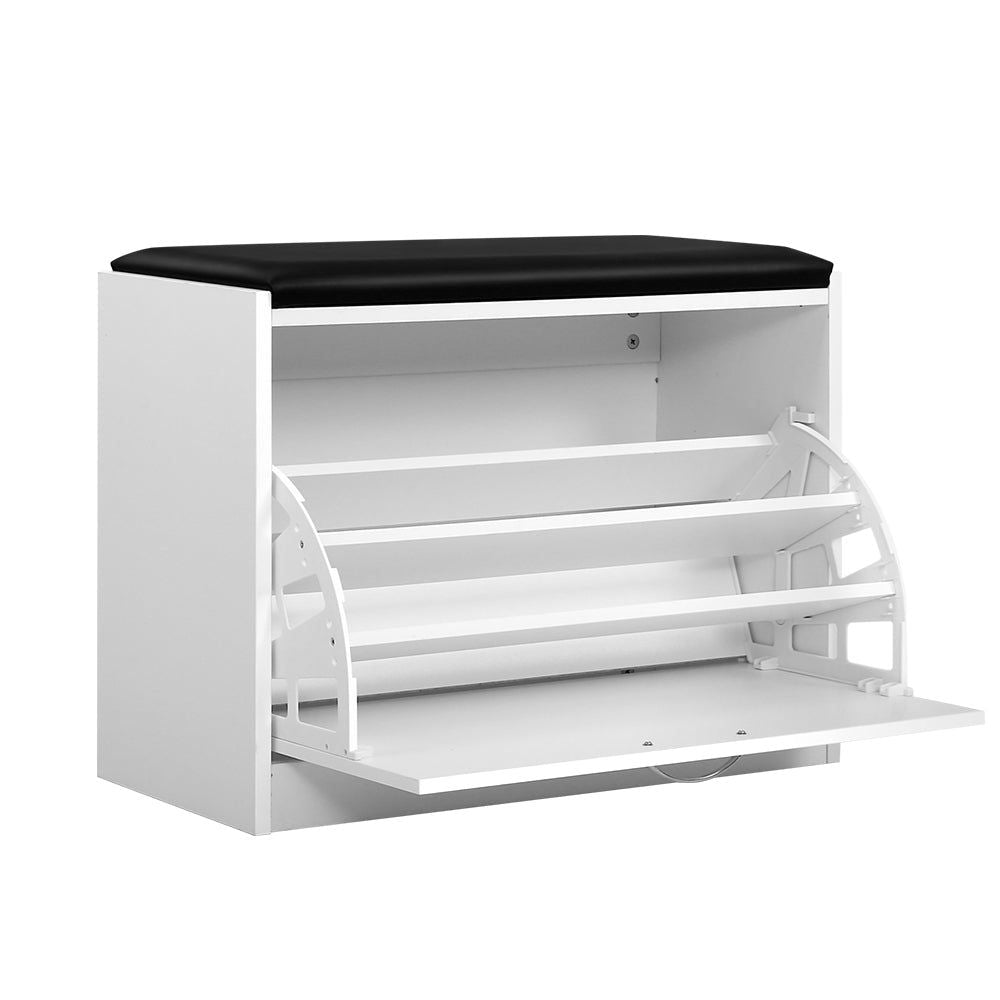 Artiss White Shoe Cabinet Bench with 15-Pair Storage Drawer - Entryway Shoe Organizer for Hallway & Closet Organization