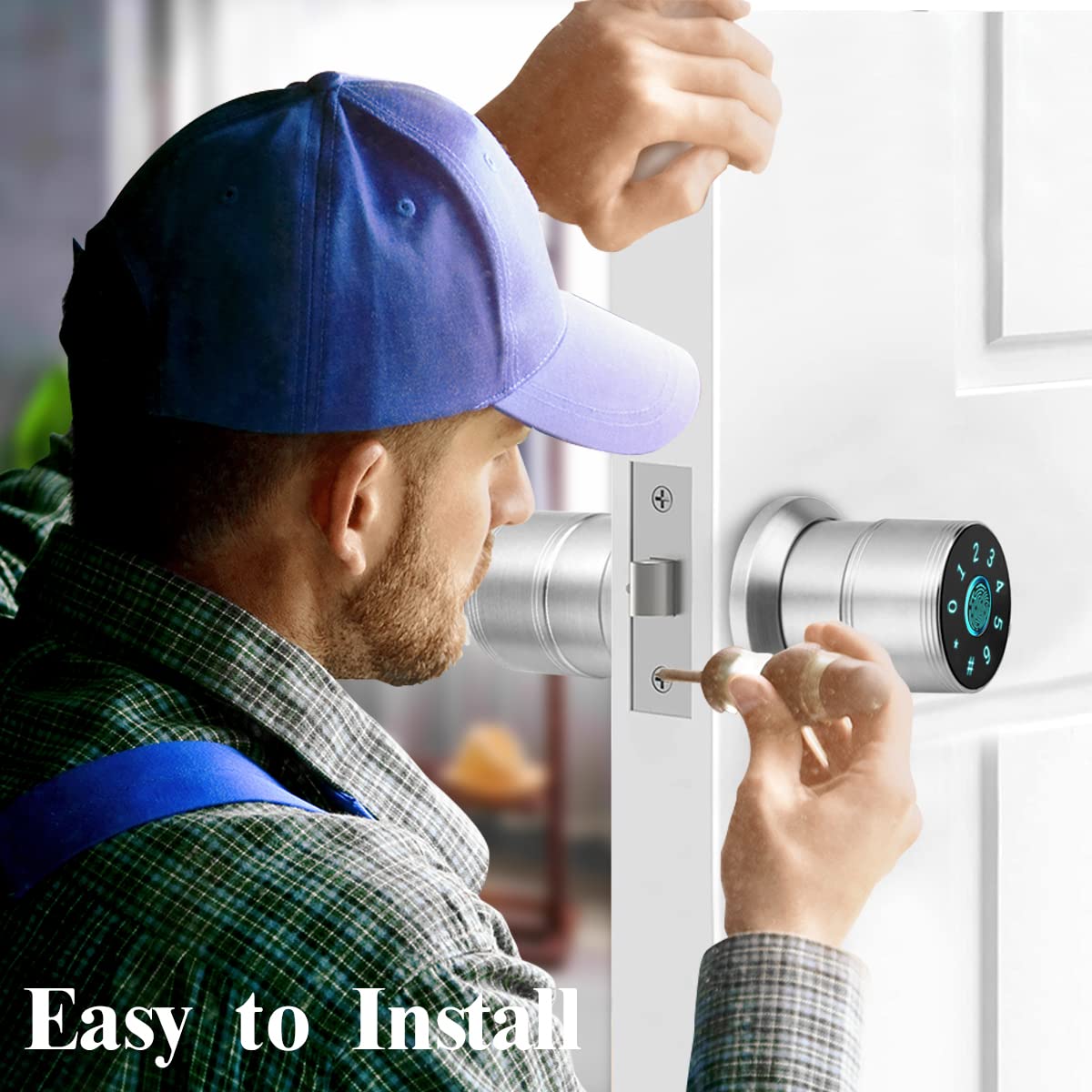 Smart Deadbolt Door Lock - Keyless Fingerprint & Touchscreen Entry, Digital Security Lock for Airbnb, Homes, Apartments, Hotels & Offices (Silver) | Secure Your Property with Advanced Biometric Technology