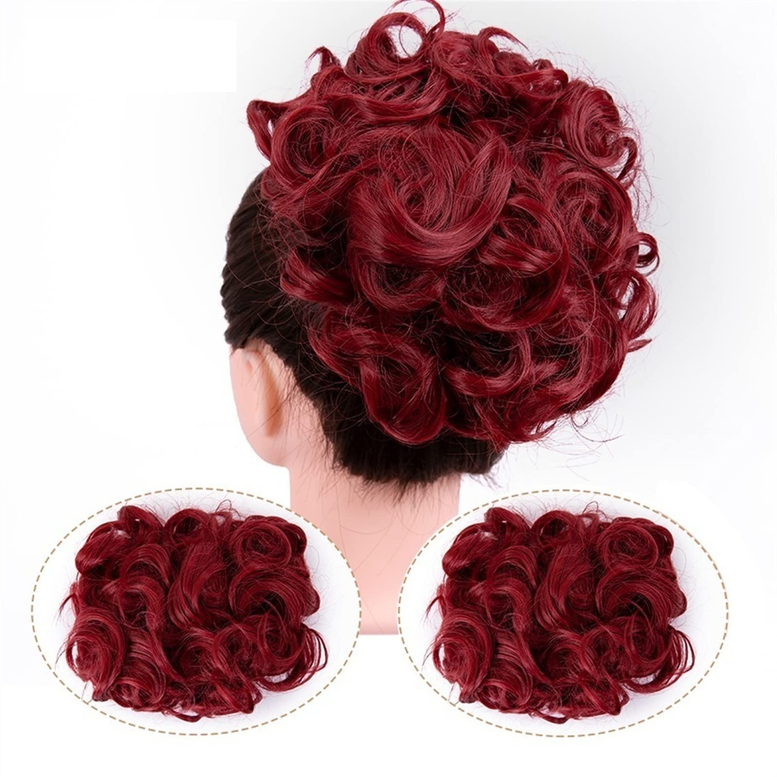 VIORED Synthetic Messy Bun Hair Extensions - Clip-In Wavy Curly Hair Bun with Comb for Women | 130M# Color | Perfect for Parties, Weddings & Everyday Styling