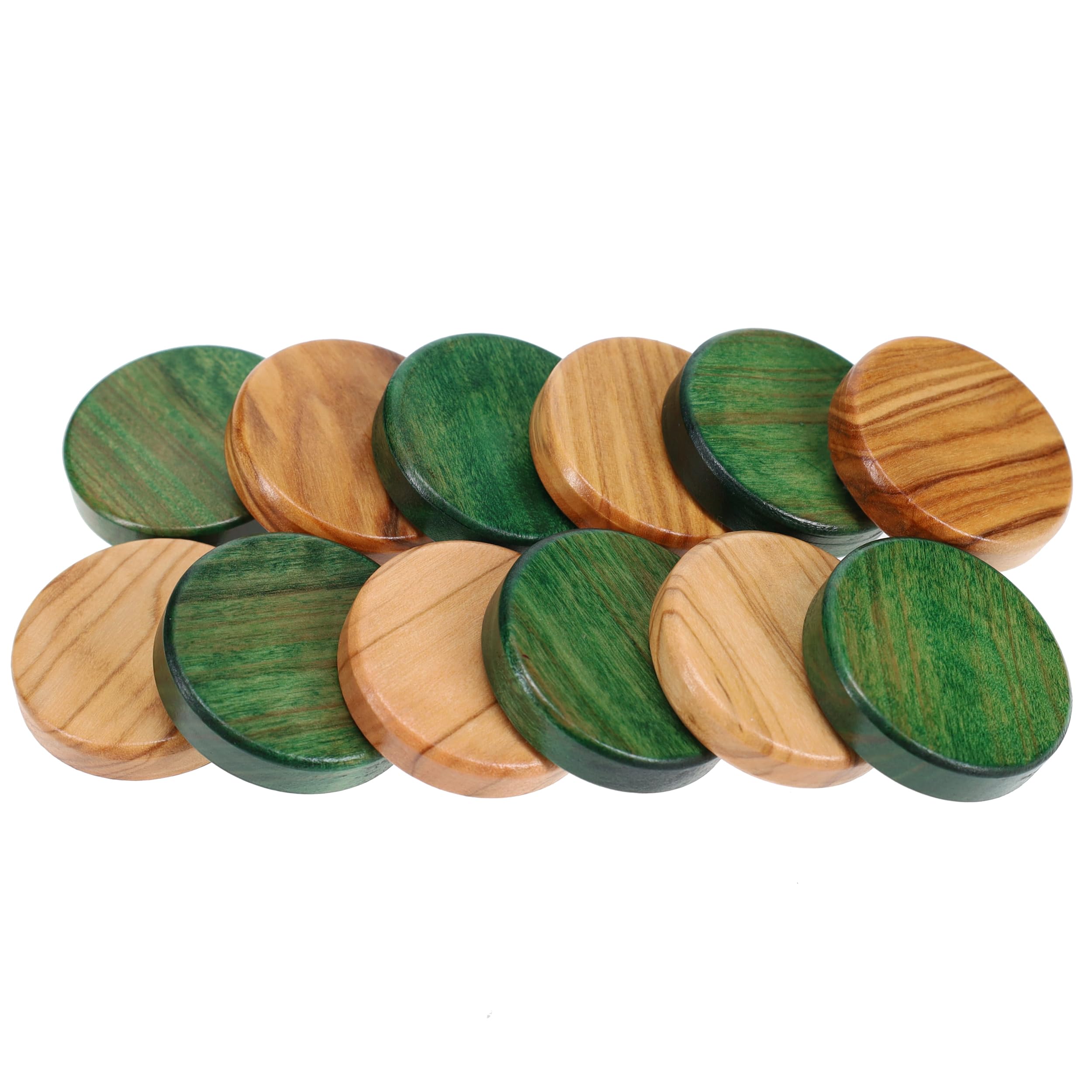 WE Games 1 Inch Olive Wooden Backgammon Pieces in Green & Natural – Premium Quality for Home, Travel, and Game Nights