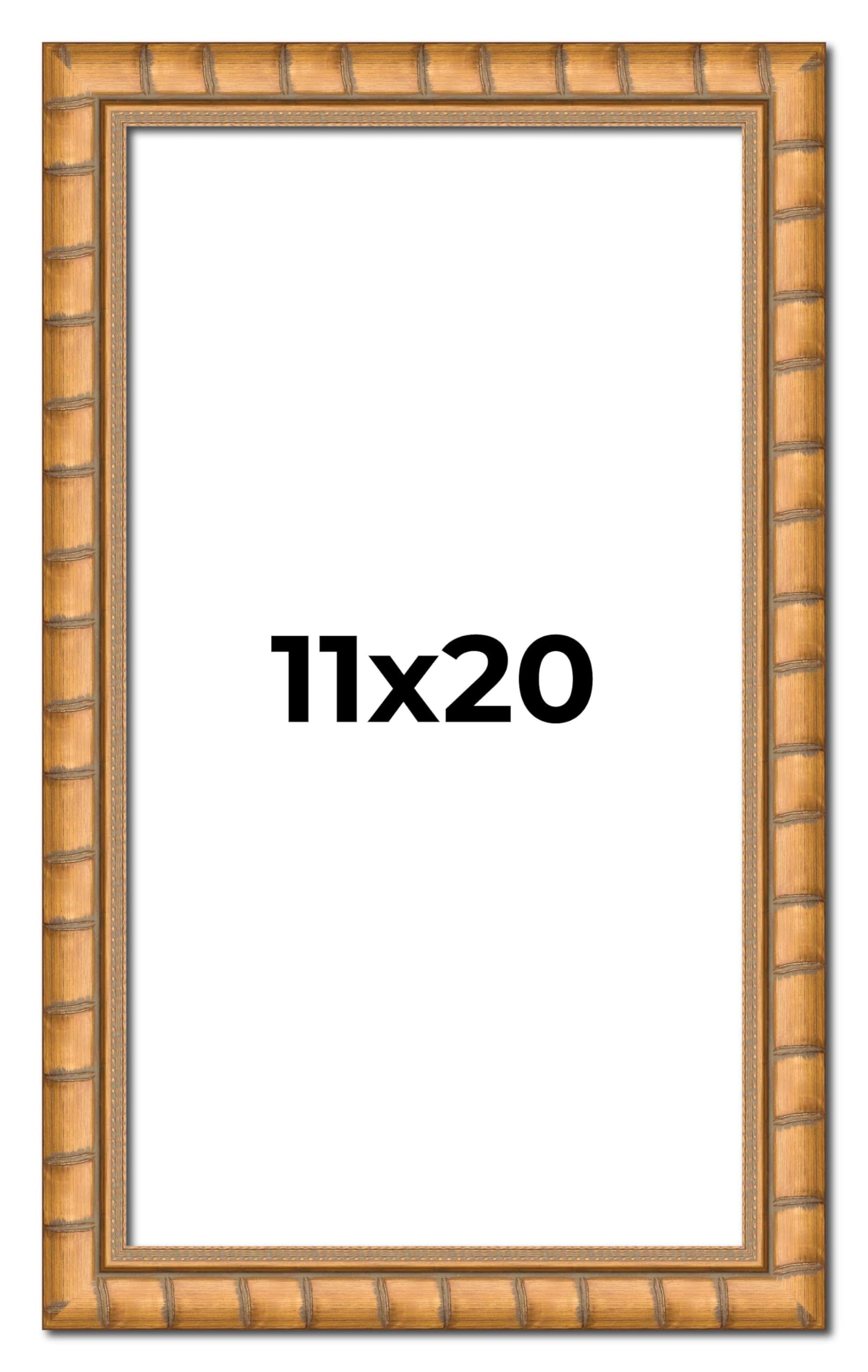 11x20 Inch Gold Real Wood Picture Frame - 1.5