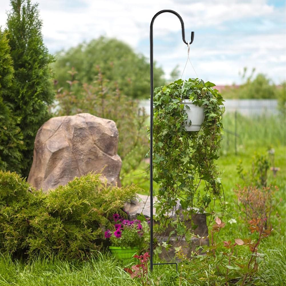 2 Pack 32 Inch Small Shepherd Hooks for Outdoor Garden - Heavy Duty Metal Plant Hangers for Lanterns, Solar Lights, Hanging Baskets & Decorative Ornaments - Perfect for Patio, Yard, Lawn & Landscape Decor