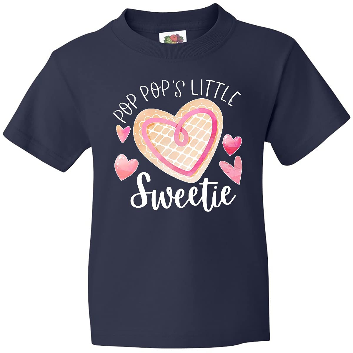 Inktastic Pop Pop's Little Sweetie Pink Heart Cookie Youth T-Shirt - Cute Valentine's Day Gift for Grandkids, Family Matching Outfits & Holiday Photos