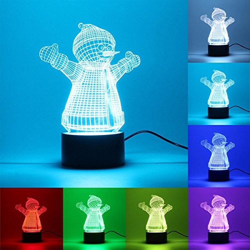 3D Christmas Snowman Night Light - 7 Color Changing LED Desk Lamp for Kids Room, Holiday Decor & Gift - Perfect for Bedside, Nursery, Party & Winter Decoration