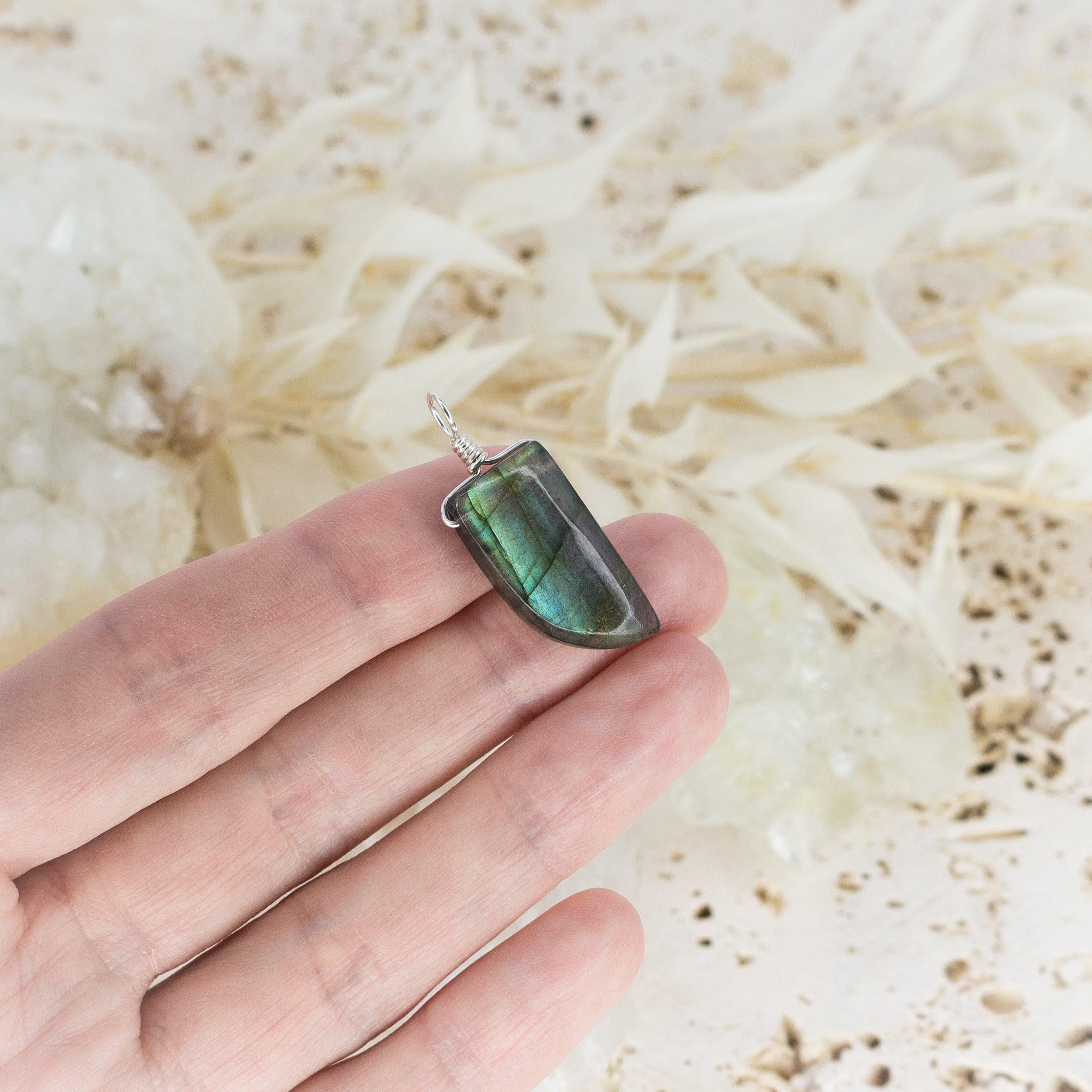 Natural Labradorite Crystal Pendant Necklace - Smooth Polished Stone with Gentle Point - Perfect for Meditation, Energy Healing & Spiritual Jewelry Gifts