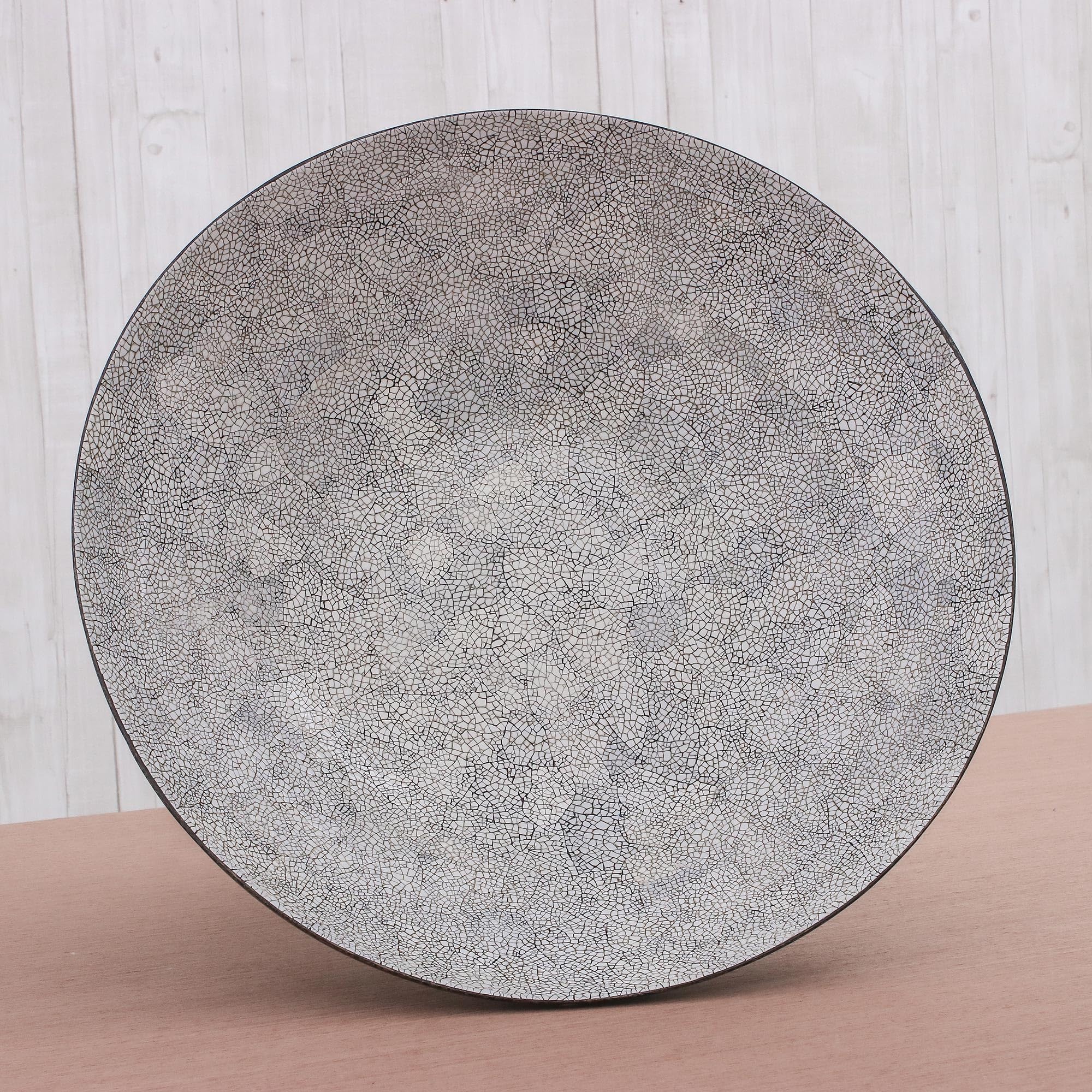 NOVICA Handmade Thai Eggshell Mosaic Wooden Centerpiece Bowl - 18