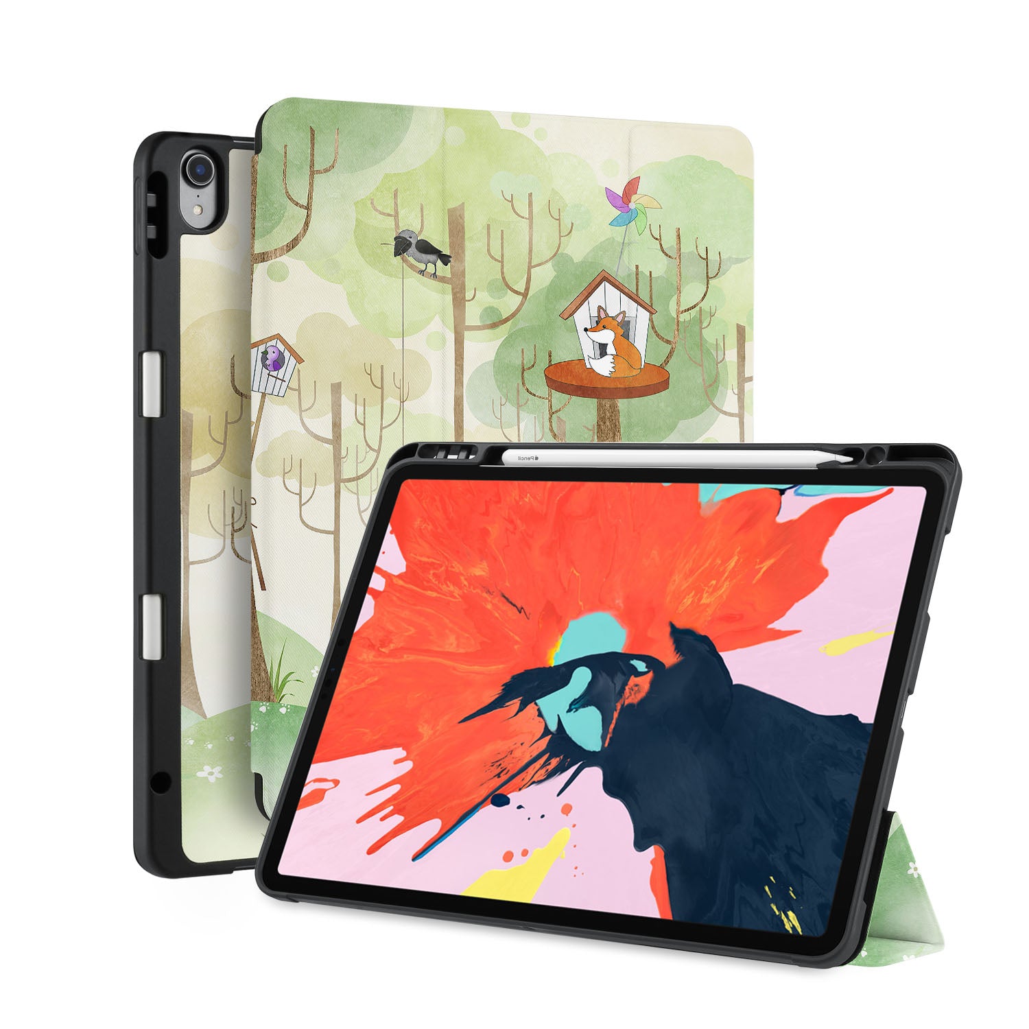 Premium iPad Trifold Case with Frost Animal Design - Slim Protective Cover for iPad Air/Pro, Auto Sleep/Wake Feature - Perfect for Work, Travel & School Use