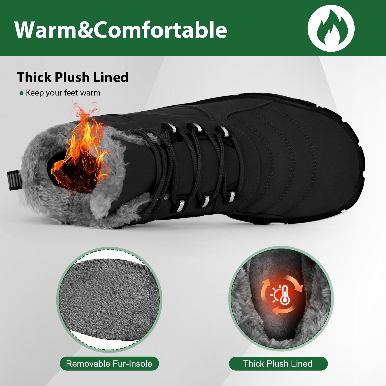 Winter Barefoot Shoes for Women & Men - Waterproof Minimalist Snow Boots with Wide Toe Box & Non-Slip Sole | Hiking, Running & Walking in Cold Weather | Warm Suede Slouchy Boots for Outdoor Activities