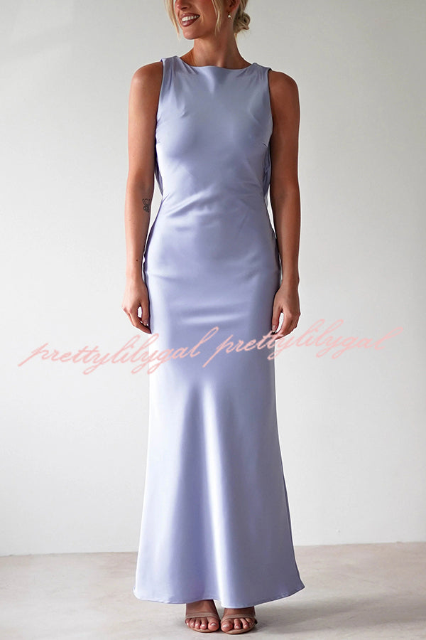 Elegant Solid Color Backless Lace-Up Slim Maxi Dress for Women - Perfect for Evening Parties, Weddings & Date Nights