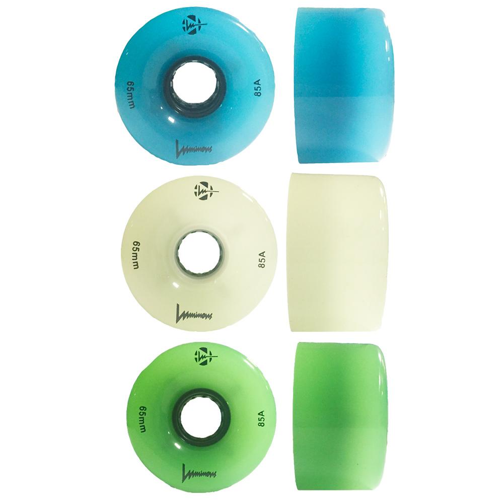 Glow in the Dark LED Skateboard Wheels - 65mm 85a Cruiser Wheels (4 Pack) for Night Riding & Street Skating - Perfect for Longboards, Penny Boards & Skateboards