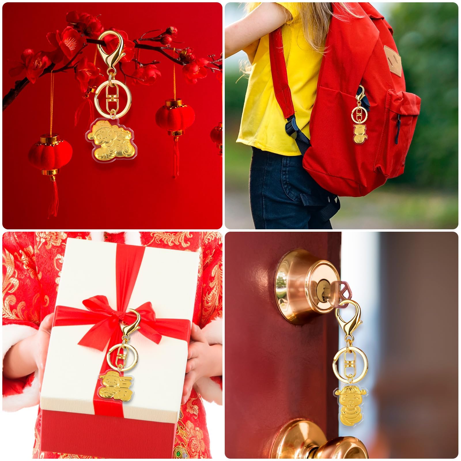 12 Sets Snake Keychains - 2025 Chinese Zodiac Snake Keyrings with Red Fu Drawstring Bags - Perfect for Lunar New Year Gifts, Party Favors & Home Decor