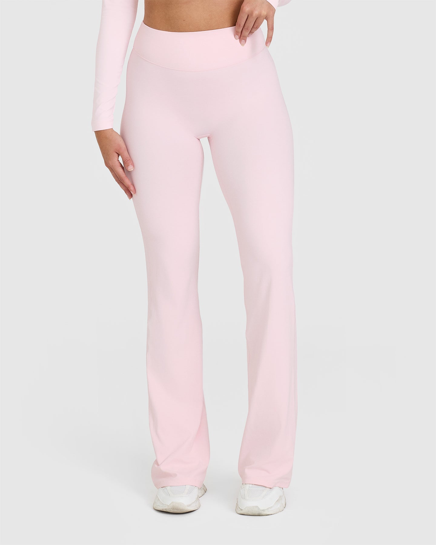 SoftMotion™ Flared Yoga Pants for Women - Ballet Pink | High Waisted Stretchy Workout Leggings for Dance, Pilates & Lounge Wear