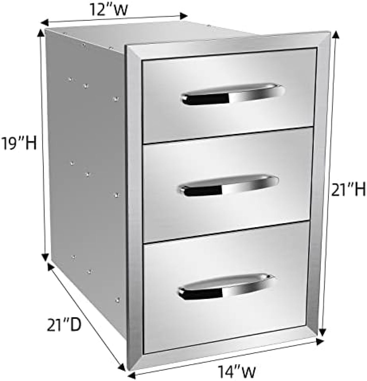 Stainless Steel BBQ Drawer for Outdoor Kitchen - 14Wx21Dx21H - Perfect for Grilling Stations & BBQ Islands