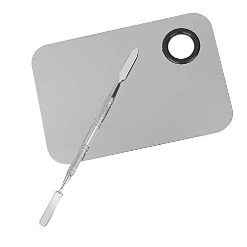 Professional Stainless Steel Makeup Mixing Palette with Spatula - Artist Cosmetic Blending Board for Foundation, Concealer & Cream Makeup - Perfect for Makeup Artists & DIY Beauty Enthusiasts