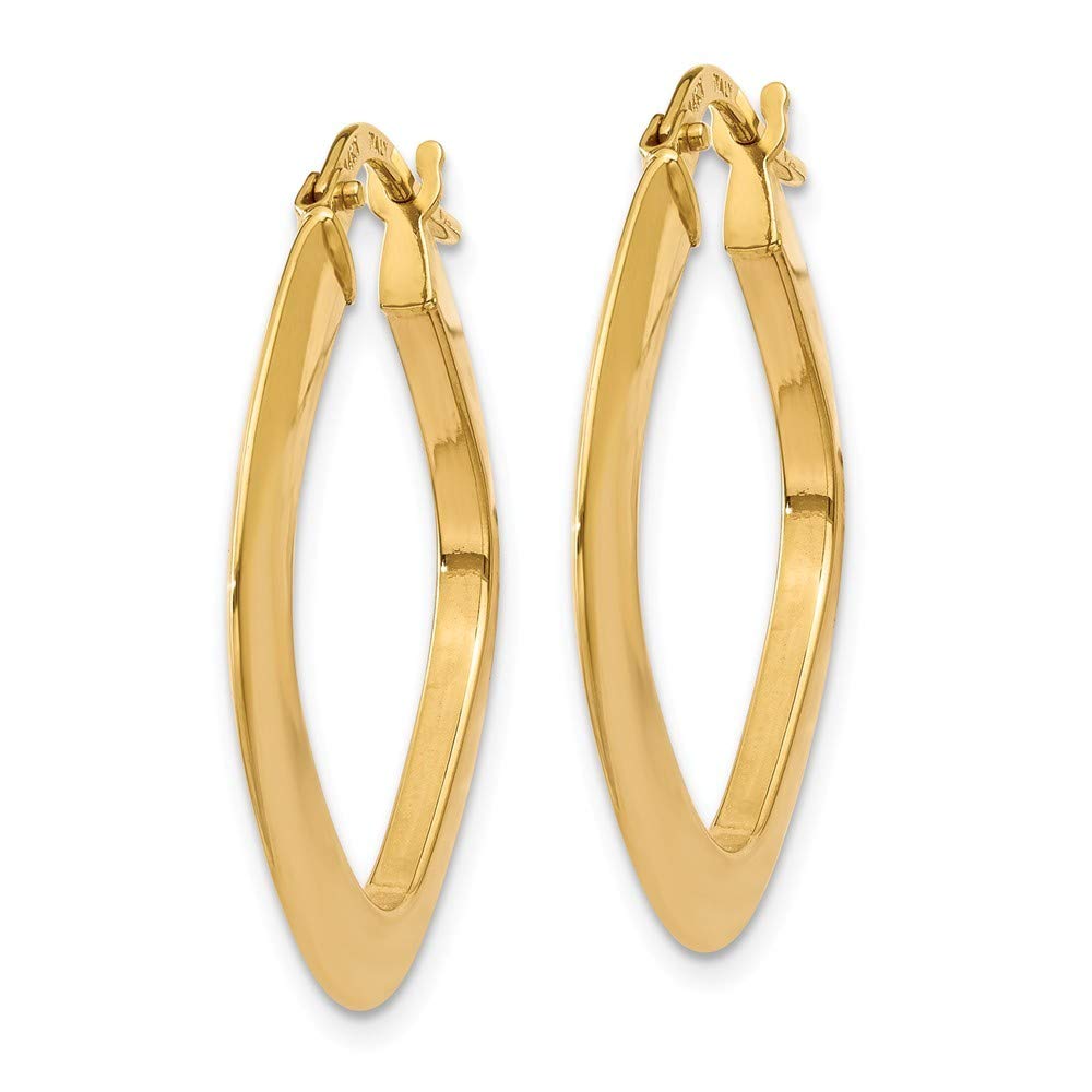 14K Yellow Gold Tapered Square Hoop Earrings for Women - 2mm Width Dainty Minimalist Jewelry - Perfect for Everyday Wear, Office & Special Occasions