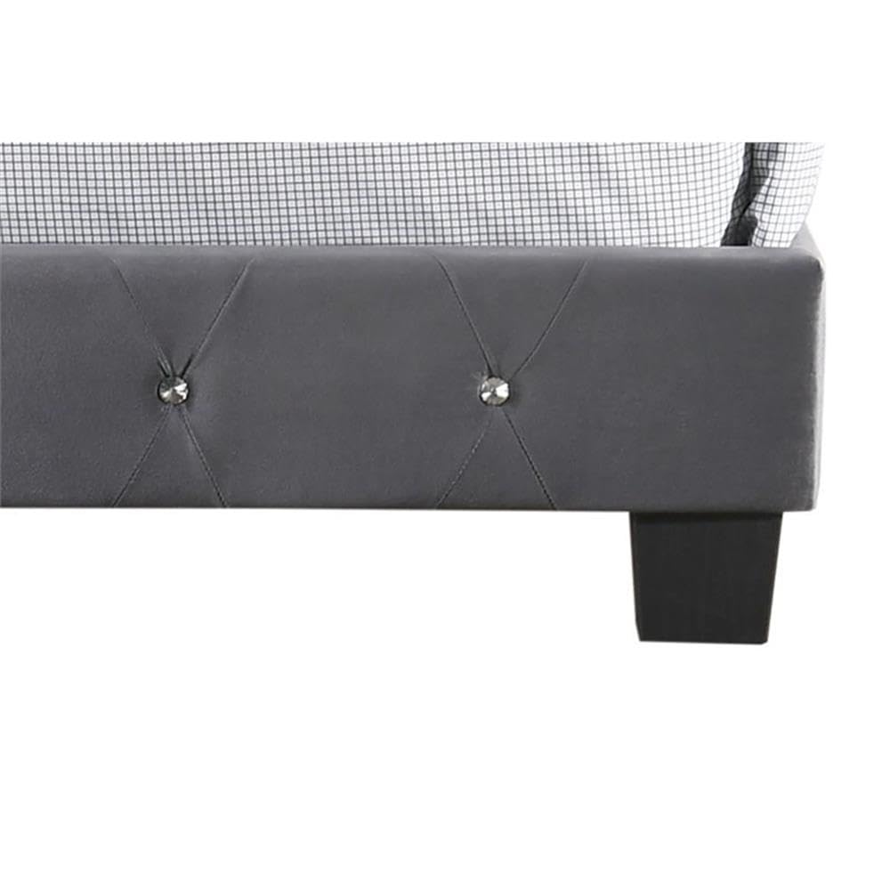 Glory Furniture Suffolk Velvet Upholstered Full Bed Frame in Gray - Luxurious Bedroom Furniture for Modern Homes & Guest Rooms