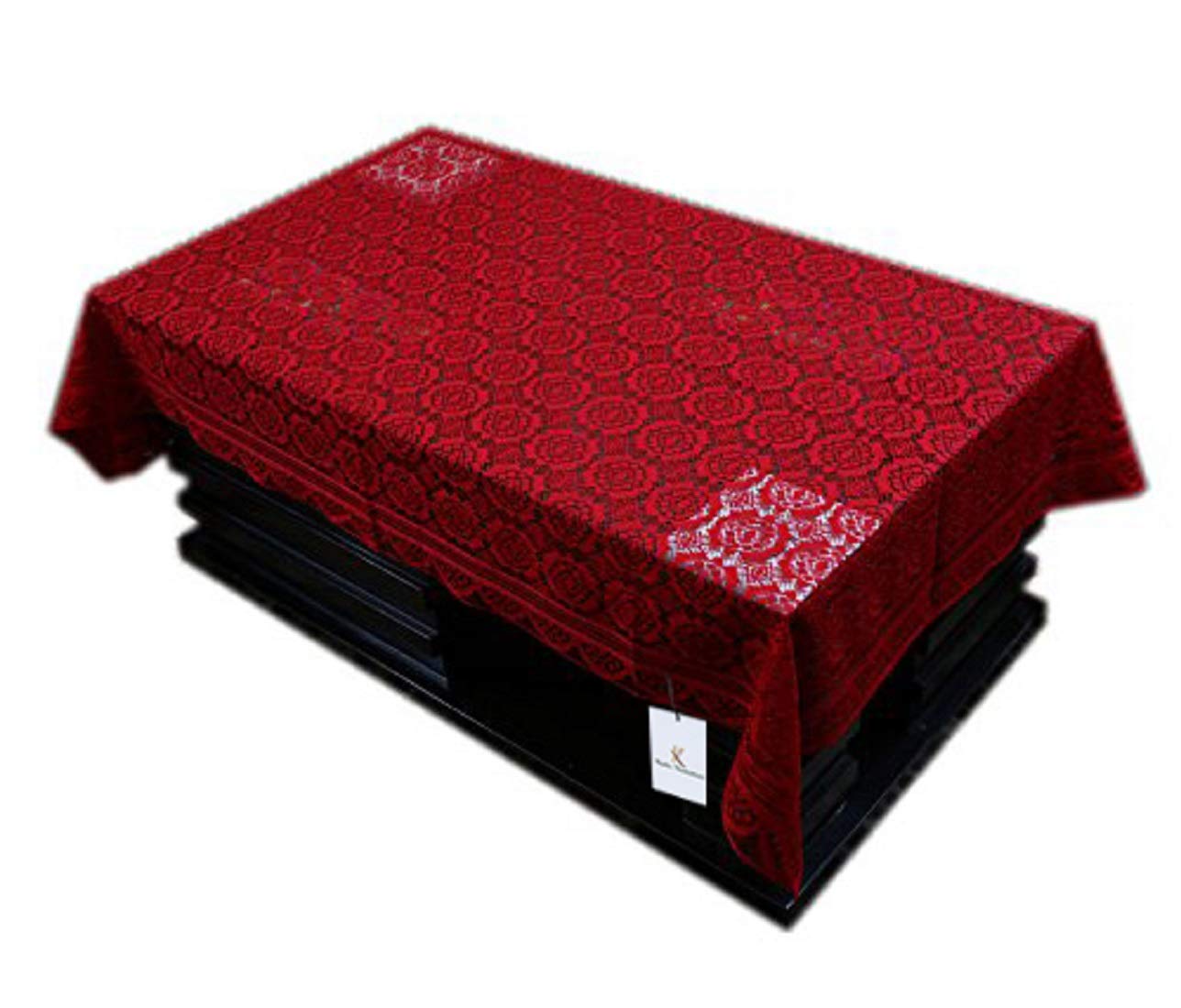 Kuber Industries 4-Seater Rectangular Cotton Table Cover - Maroon, 1 Piece | Durable & Stylish Dining Room Decor for Home & Office Use