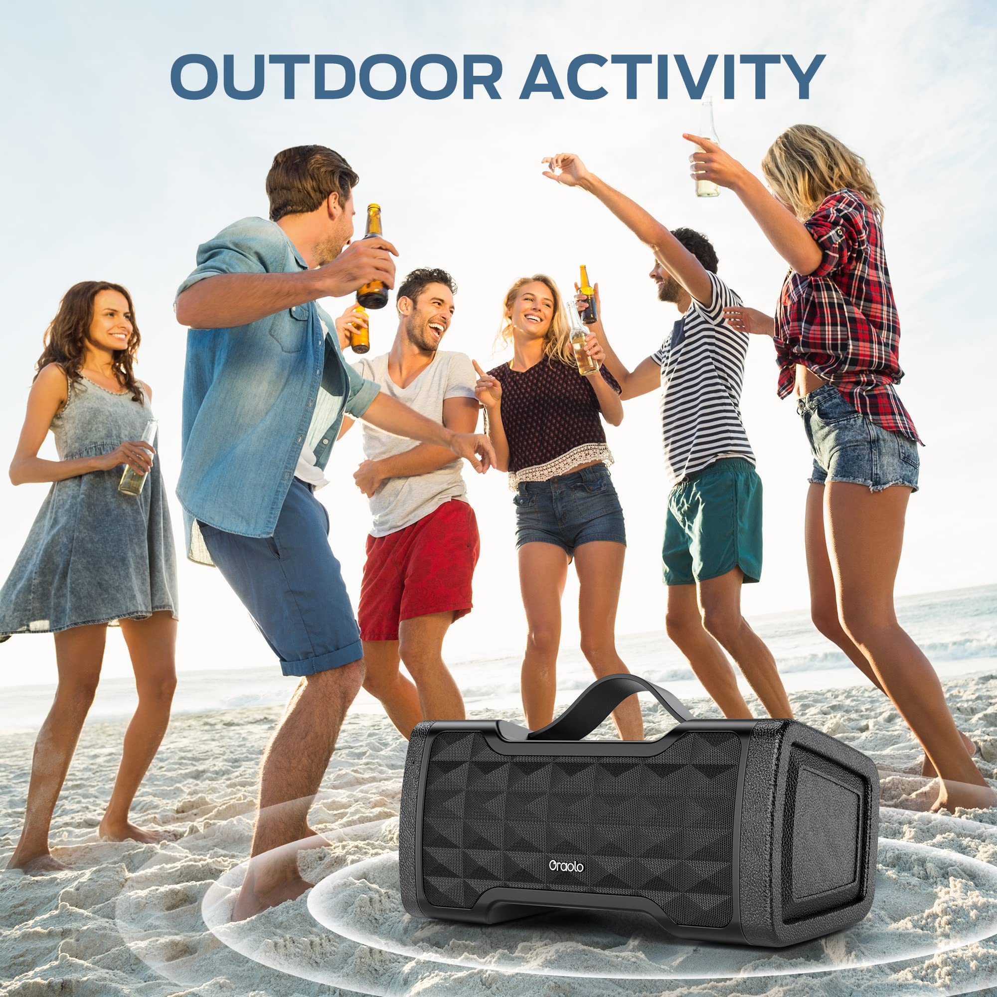 Oraolo 40W Portable Bluetooth Speaker with Stereo Sound, IPX6 Waterproof, USB/AUX Input, Built-in Mic - Perfect for Home Parties, Outdoor Adventures & Travel
