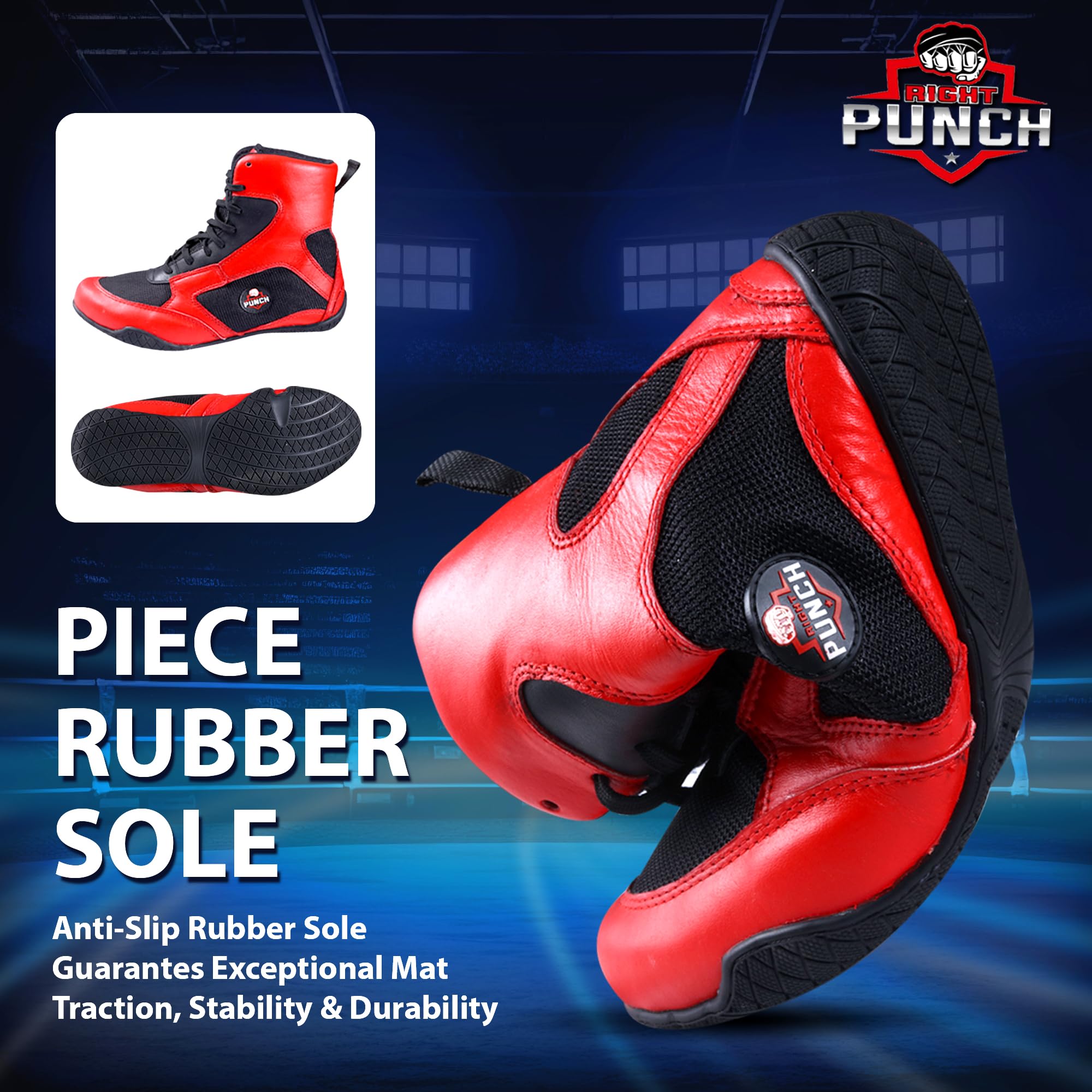 Breathable Boxing Shoes for Men, Women & Youth - Non-Slip Lightweight Training Shoes with Durable Rubber Sole | Perfect for Boxing, MMA, Kickboxing & Gym Workouts