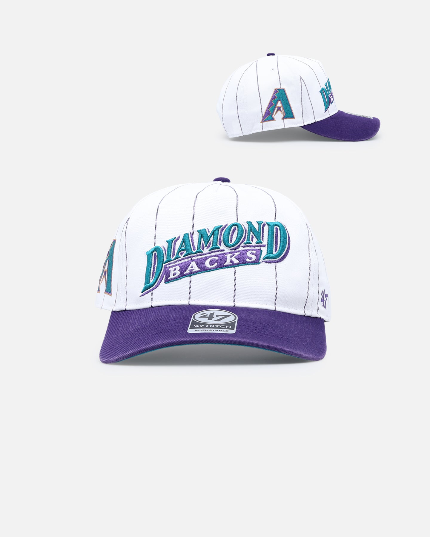 47 Brand Arizona Diamondbacks 'Double Header Pinstripe' Snapback Hat - Adjustable '47 Hitch Back Closure, White Baseball Cap for Men & Women - Perfect for Game Day, Sports Events & Casual Wear