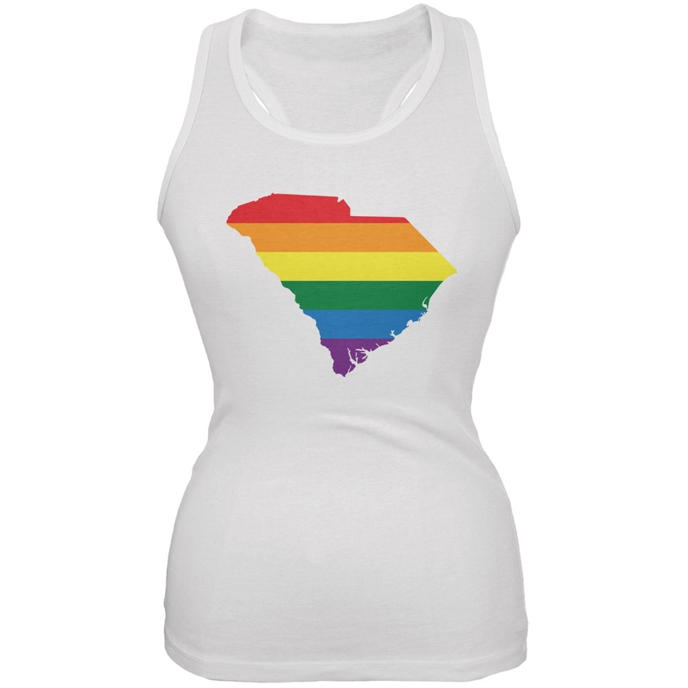 South Carolina LGBT Pride Rainbow White Soft Juniors Tank Top - Perfect for Pride Parades, Festivals & LGBTQ+ Events