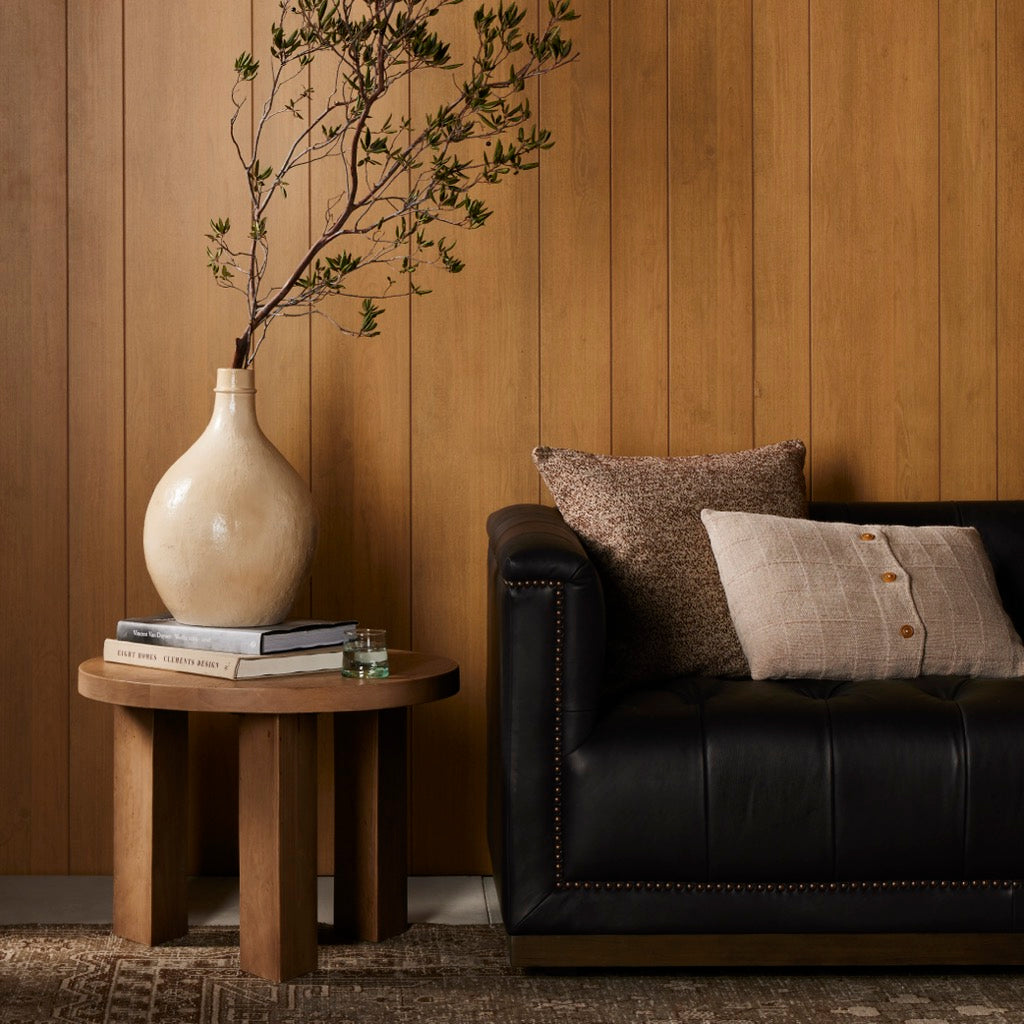 Modern Light Brushed Parawood End Table - Small Side Table for Living Room, Bedroom, or Office - Perfect for Coffee, Books, and Decor