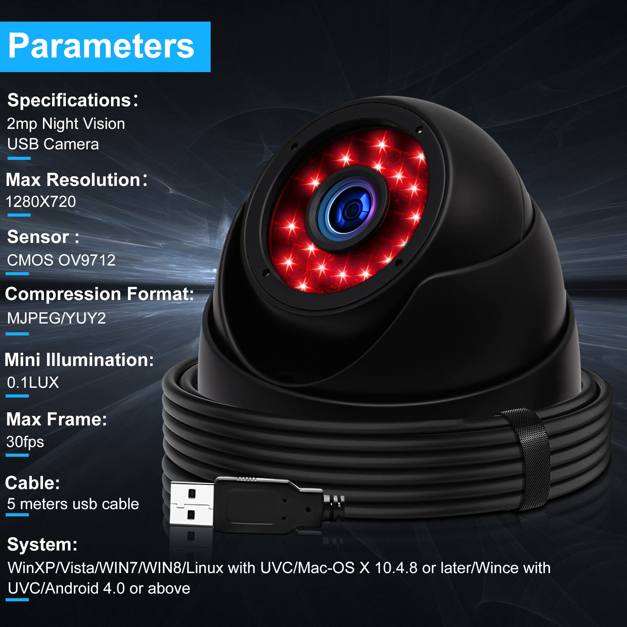 USB Infrared Webcam with Day/Night Vision - Waterproof Indoor/Outdoor Security Camera for PC, CCTV, and Laser Engraving | Perfect for Home Surveillance, Office Monitoring & Lightburn Laser Cutting