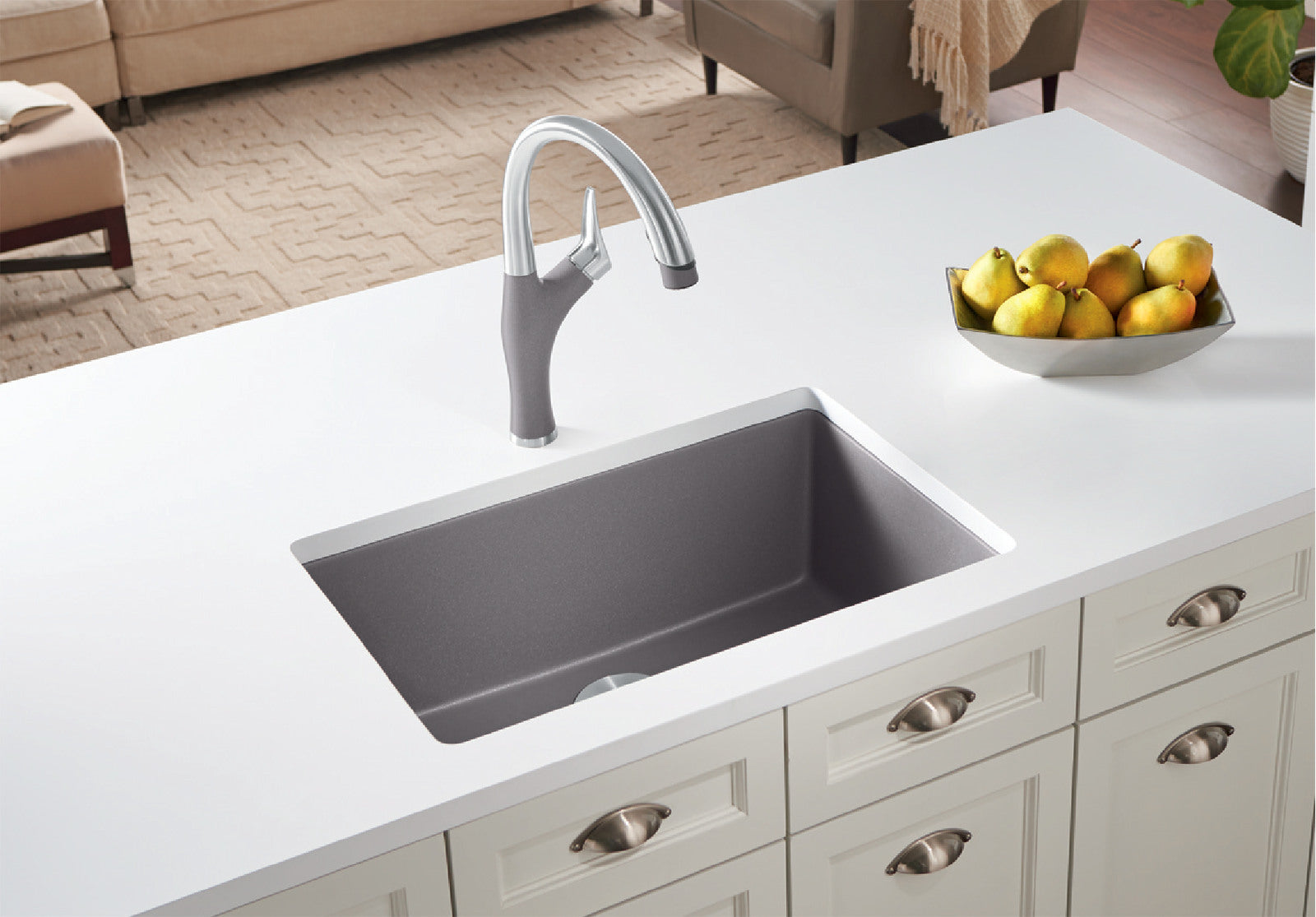 Blanco PRECIS 27-Inch Undermount Single Bowl SILGRANIT Kitchen Sink - Durable Composite Granite Sink for Modern Kitchens | Perfect for Food Prep, Dishwashing & Busy Households