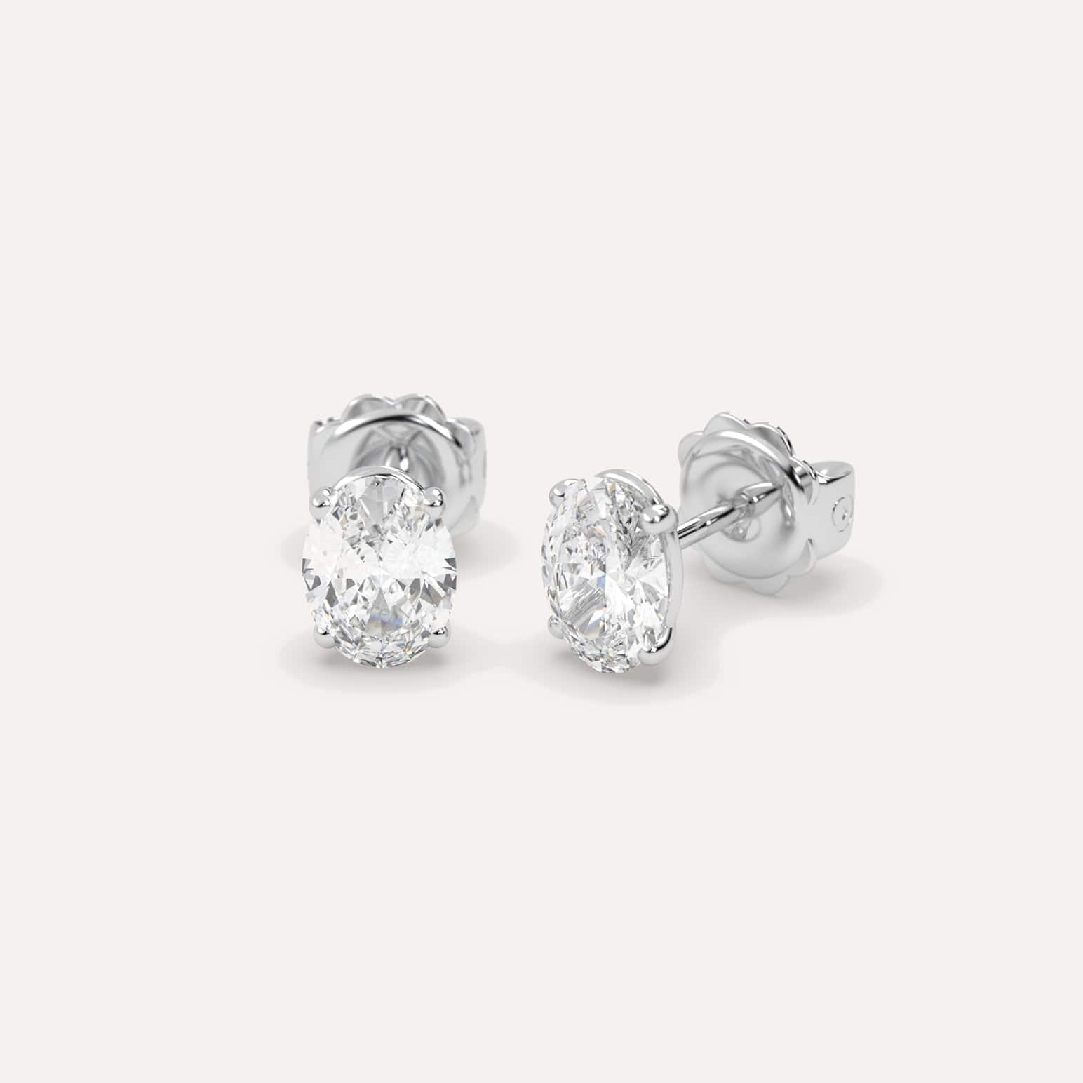 2 Carat Oval Diamond Stud Earrings - 14K White Gold Dangle Earrings for Women | Perfect for Weddings, Anniversaries & Special Occasions
