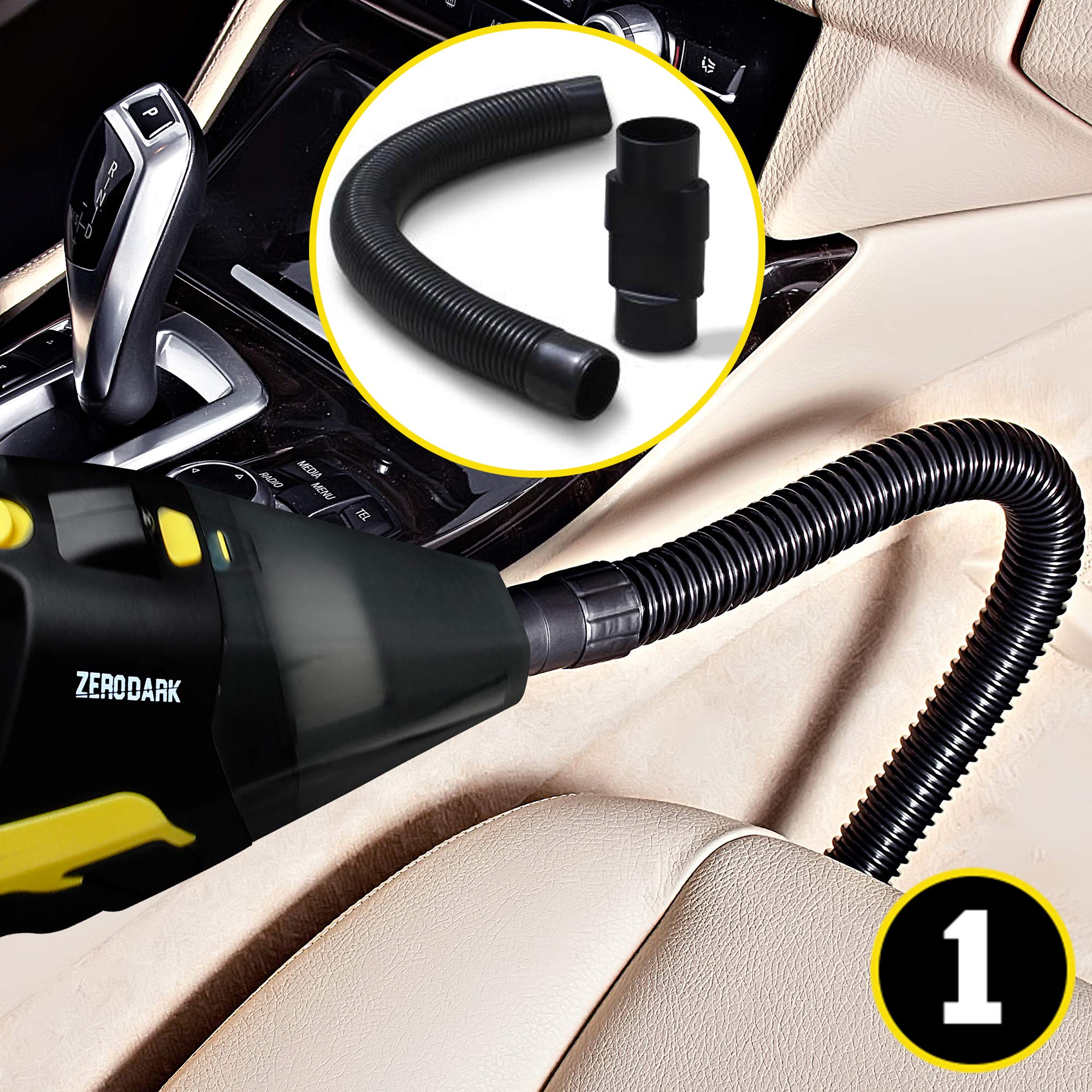 Aduro Sport ZeroDark Portable Car Vacuum Cleaner - High Power 12V Corded Handheld Vacuum for Car Interior Cleaning, Home, Office & Pet Hair - Compact Auto Vacuum with Accessories