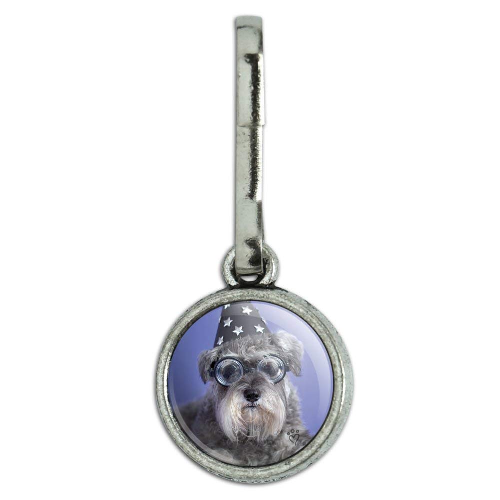 Vintage Wizard Glasses & Spell Book Charm for Schnauzer Puppy Dog Clothes, Purse & Backpack Zipper Pull Accessories - Perfect for Cosplay, Pet Fashion & Halloween Costumes