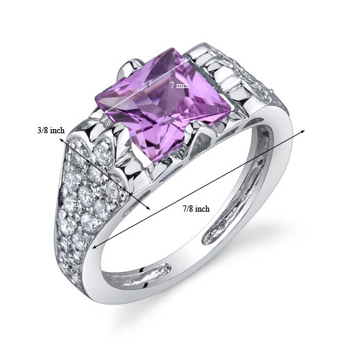 Pink Sapphire Princess Cut Sterling Silver Ring Size 6 - Elegant Jewelry for Women, Perfect for Engagement, Wedding & Anniversary Gifts