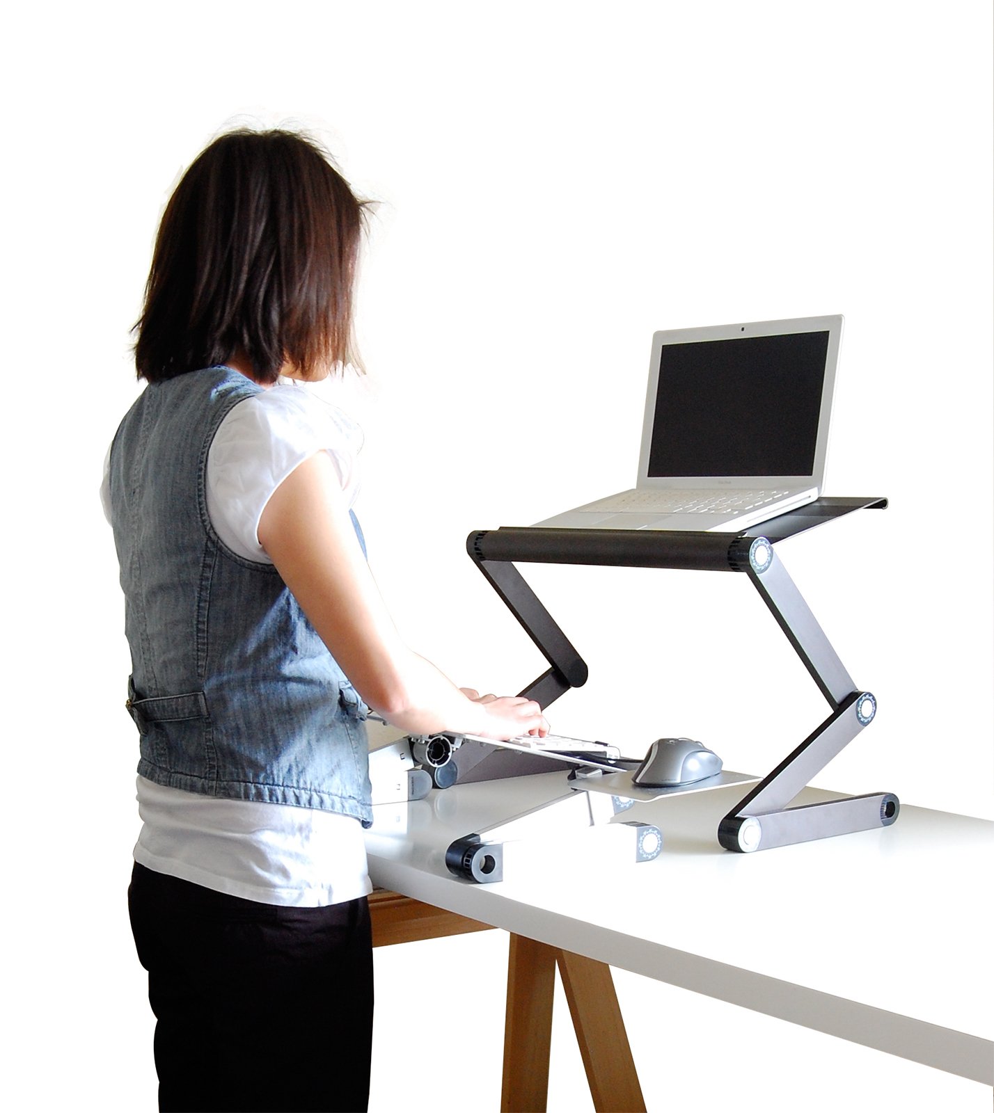 Adjustable Standing Desk Converter with 2 Cooling Fans & 3 USB Ports - Ergonomic Sit to Stand Riser for Monitor & Laptop - Height & Angle Adjustable Workstation for Home Office, Gaming & Study