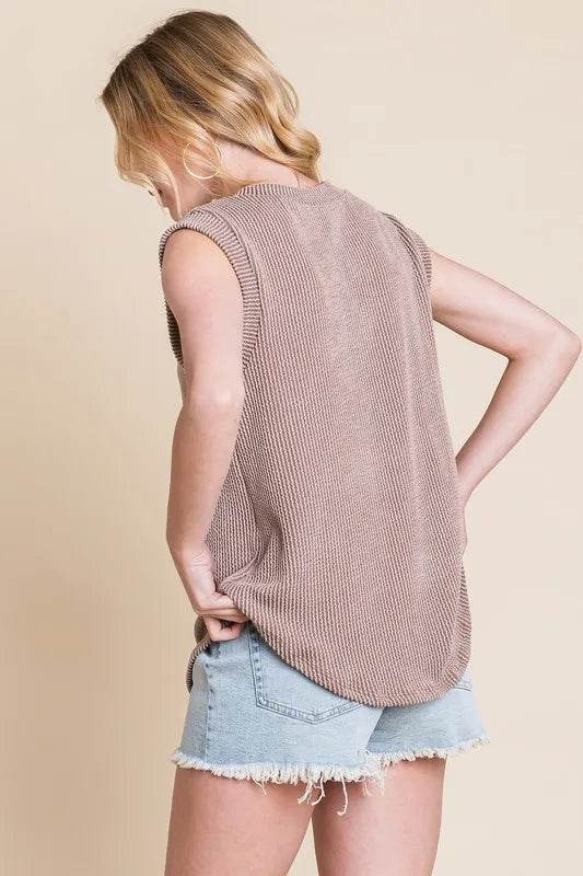 BOMBOM Rib Knit V Neck Tank Top for Women - Soft Stretch Casual Sleeveless Shirt - Perfect for Layering, Summer Outfits & Everyday Wear