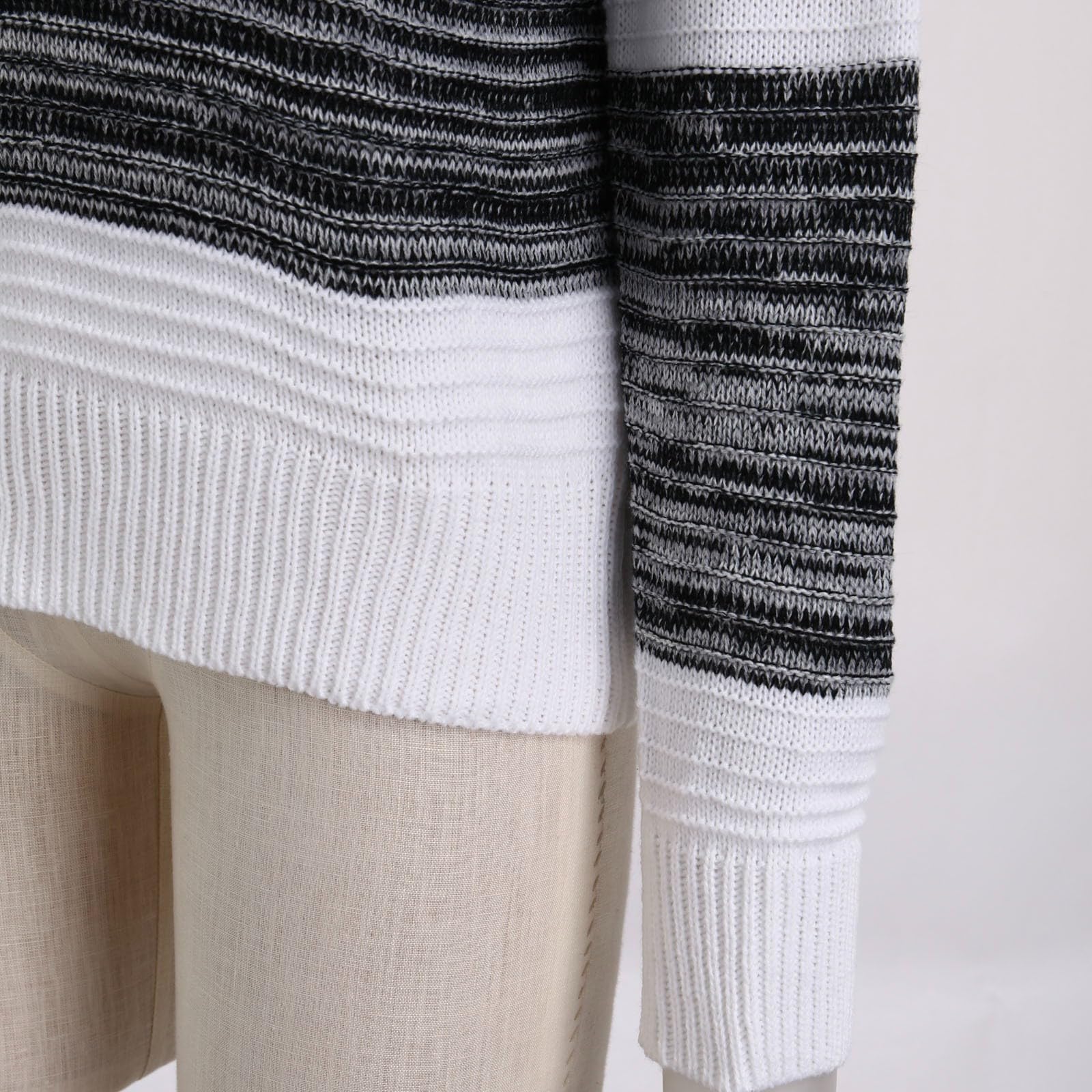 Women's Oversized Winter Sweater - Striped V-Neck Long Sleeve Knit Pullover | Soft & Slim Fit for 2024 Fall Fashion | Cozy Casual Wear for Office, Dates & Holiday Outfits