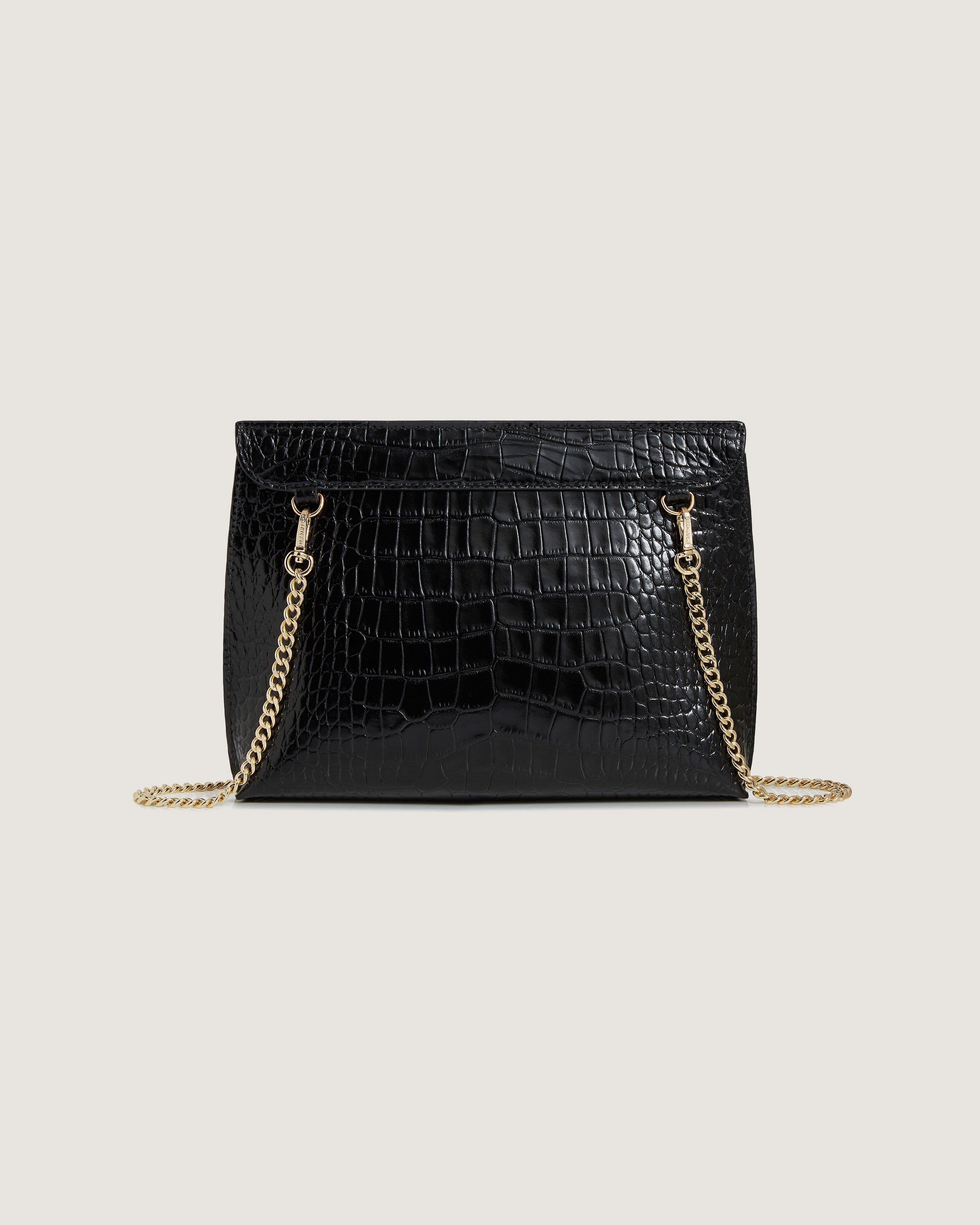 Stylish Croc Embossed Leather Handbag for Women - Trendy Black Crossbody Purse for Daily Use, Work & Evening Out